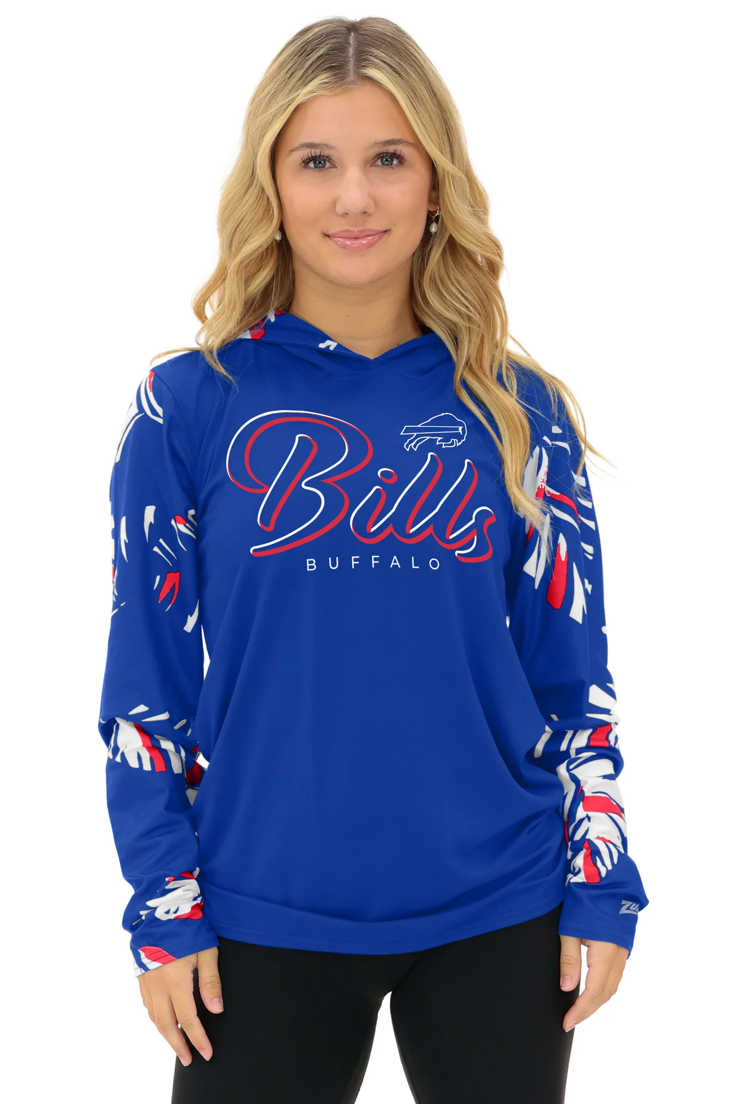 Zubaz NFL WOMEN Casual Script Leaf Accent Lightweight Hoodie, BUFFALO BILLS - Image 38