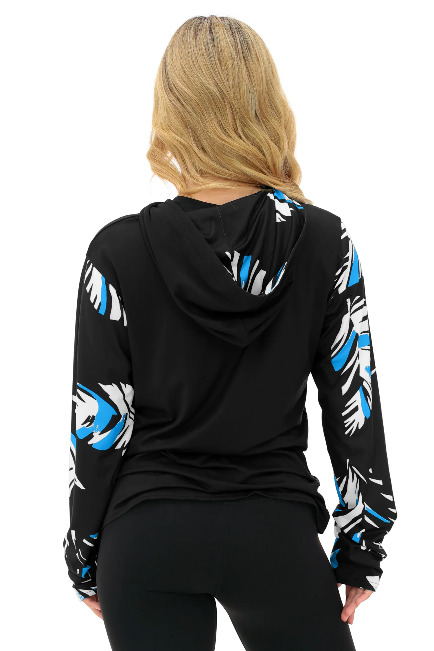 Zubaz NFL WOMEN Casual Script Leaf Accent Lightweight Hoodie, CAROLINA PANTHERS - Image 5