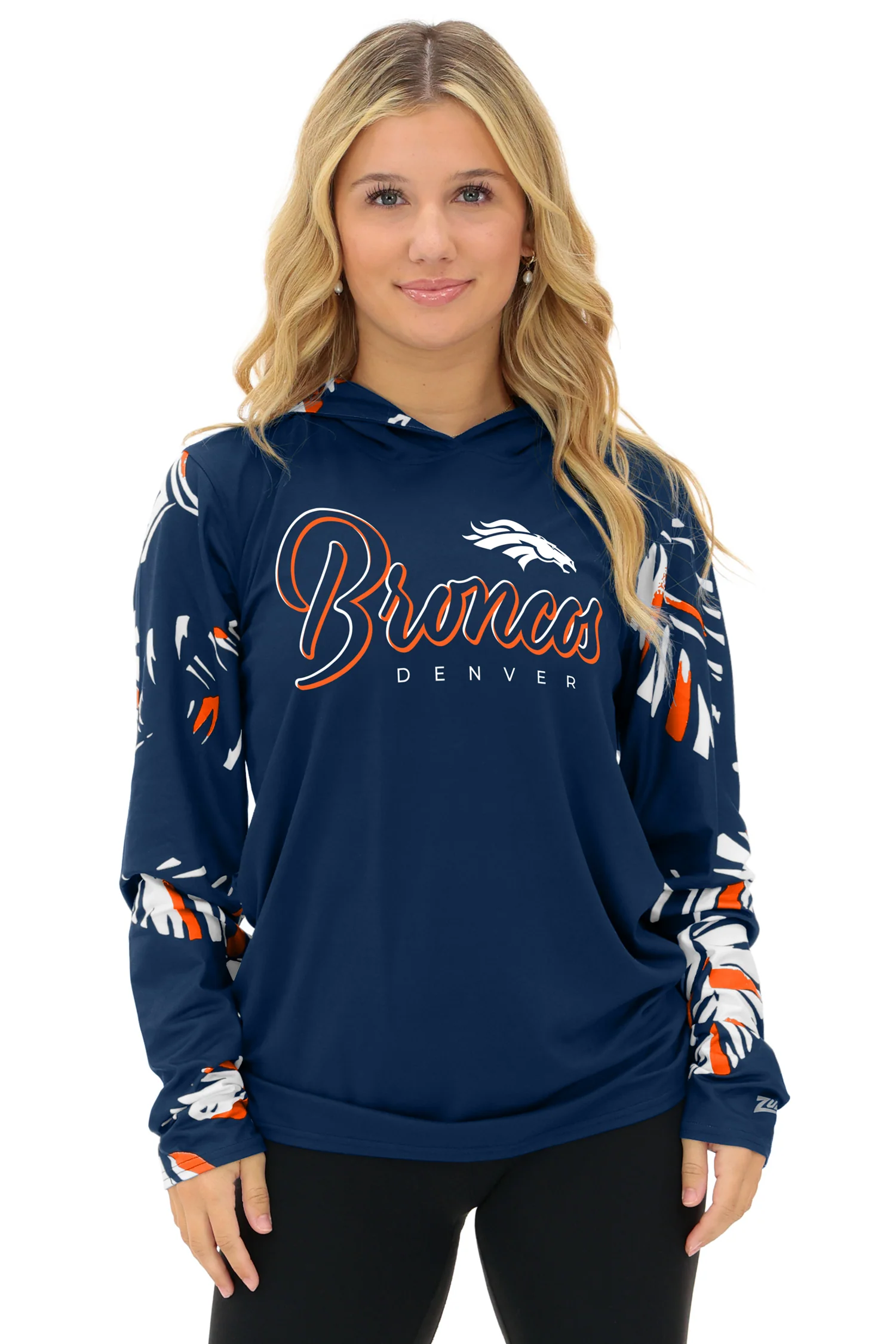 Zubaz NFL  WOMEN Casual Script Leaf Accent Lightweight Hoodie, DENVER BRONCOS - Image 31