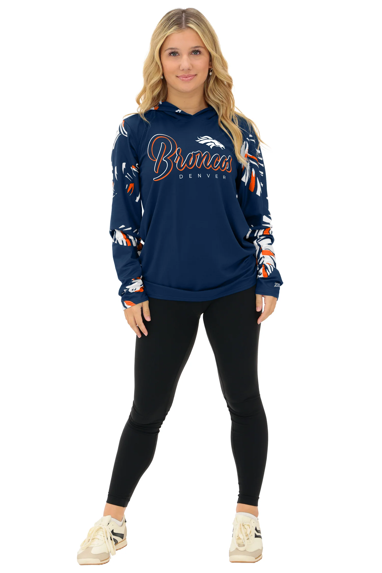 Zubaz NFL  WOMEN Casual Script Leaf Accent Lightweight Hoodie, DENVER BRONCOS - Image 38