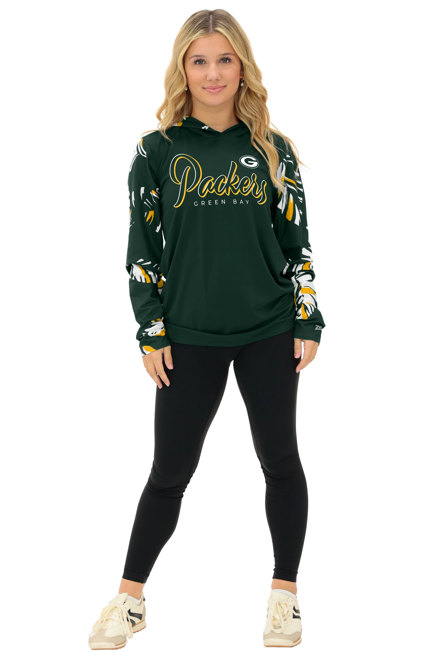 Zubaz NFL WOMEN Casual Script Leaf Accent Lightweight Hoodie, GREEN BAY PACKERS - Image 38