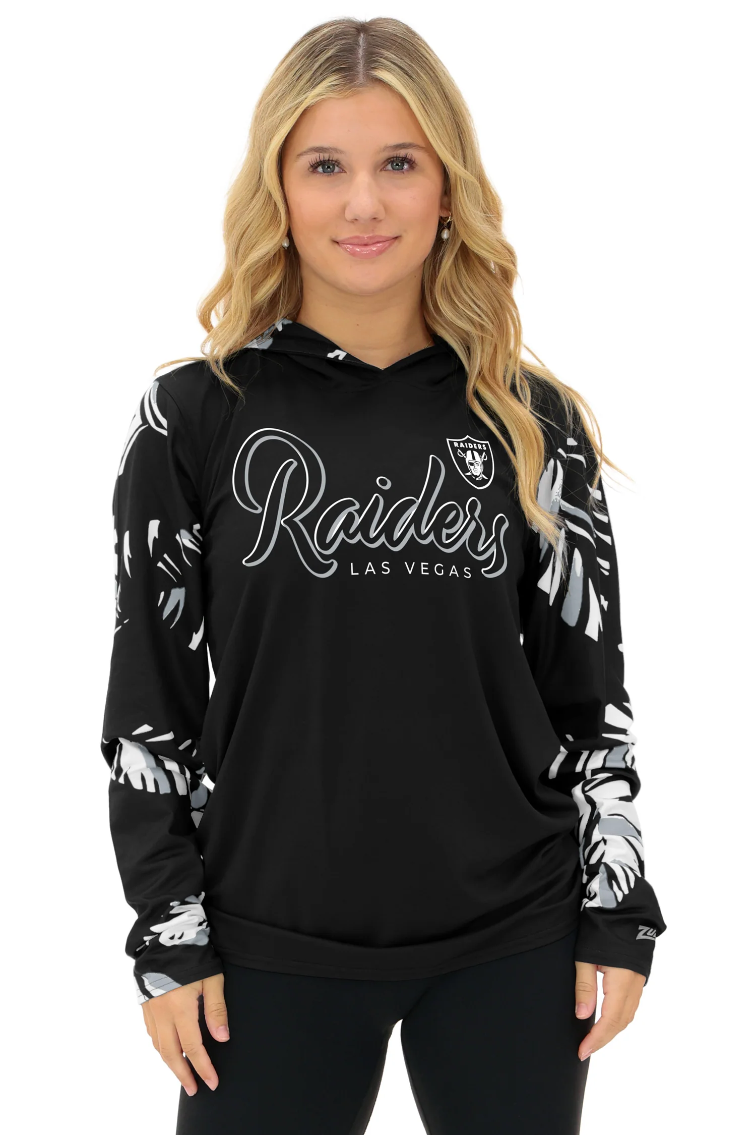 Zubaz NFL WOMEN Casual Script Leaf Accent Lightweight Hoodie, LAS VEGAS RAIDERS - Image 20