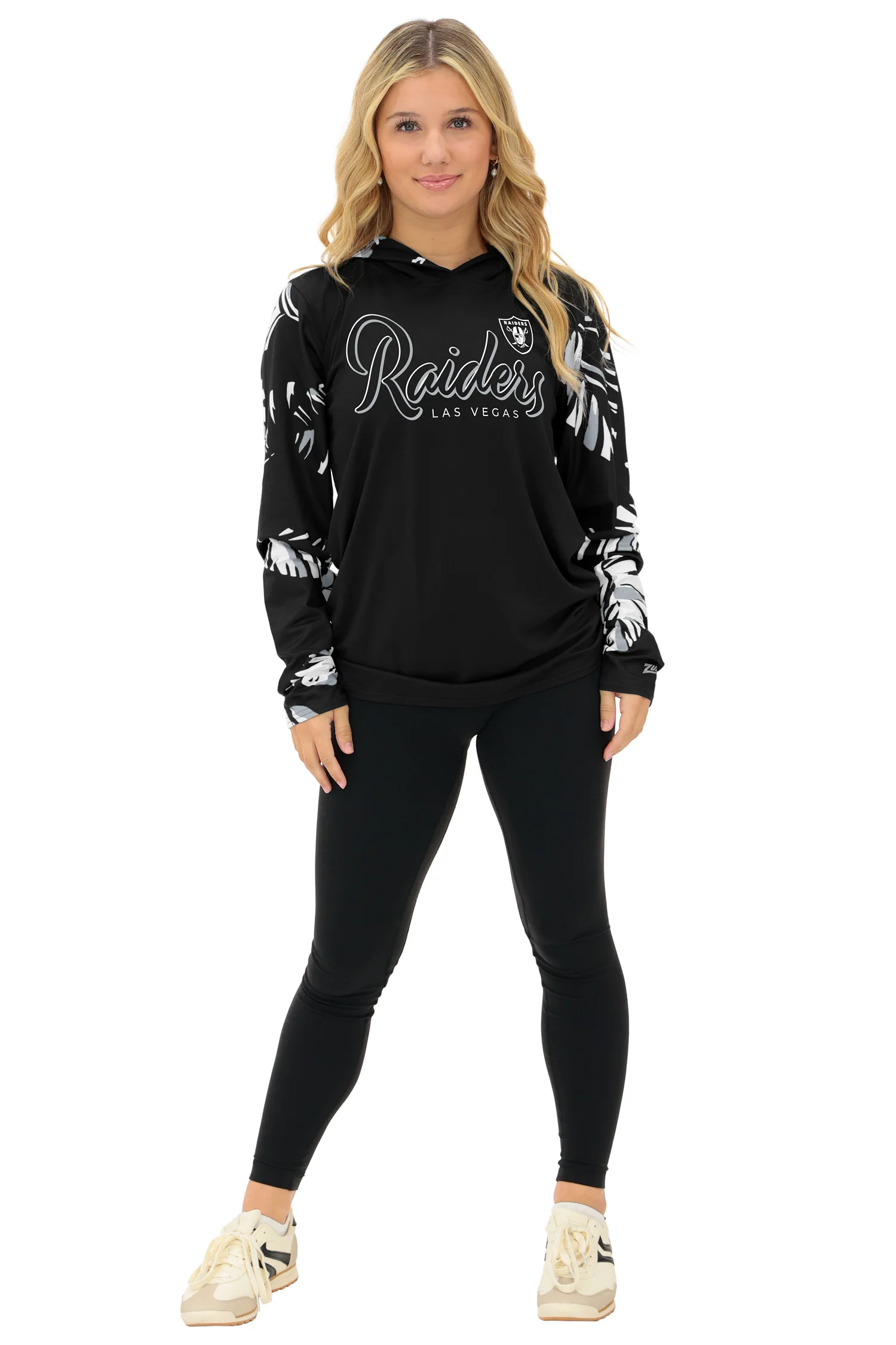 Zubaz NFL WOMEN Casual Script Leaf Accent Lightweight Hoodie, LAS VEGAS RAIDERS - Image 33