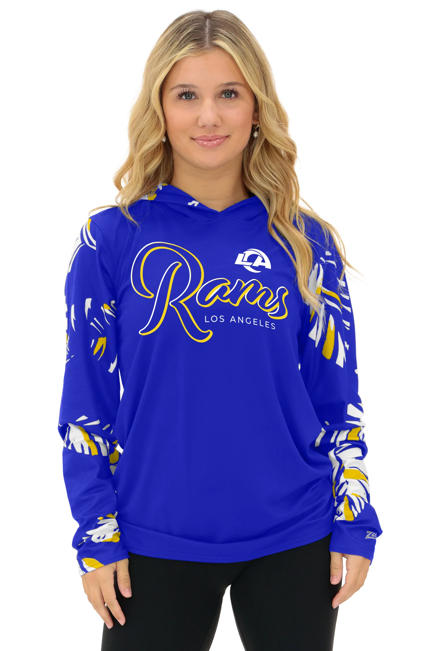 Zubaz NFL  WOMEN Casual Script Leaf Accent Lightweight Hoodie, LOS ANGELES RAMS - Image 20