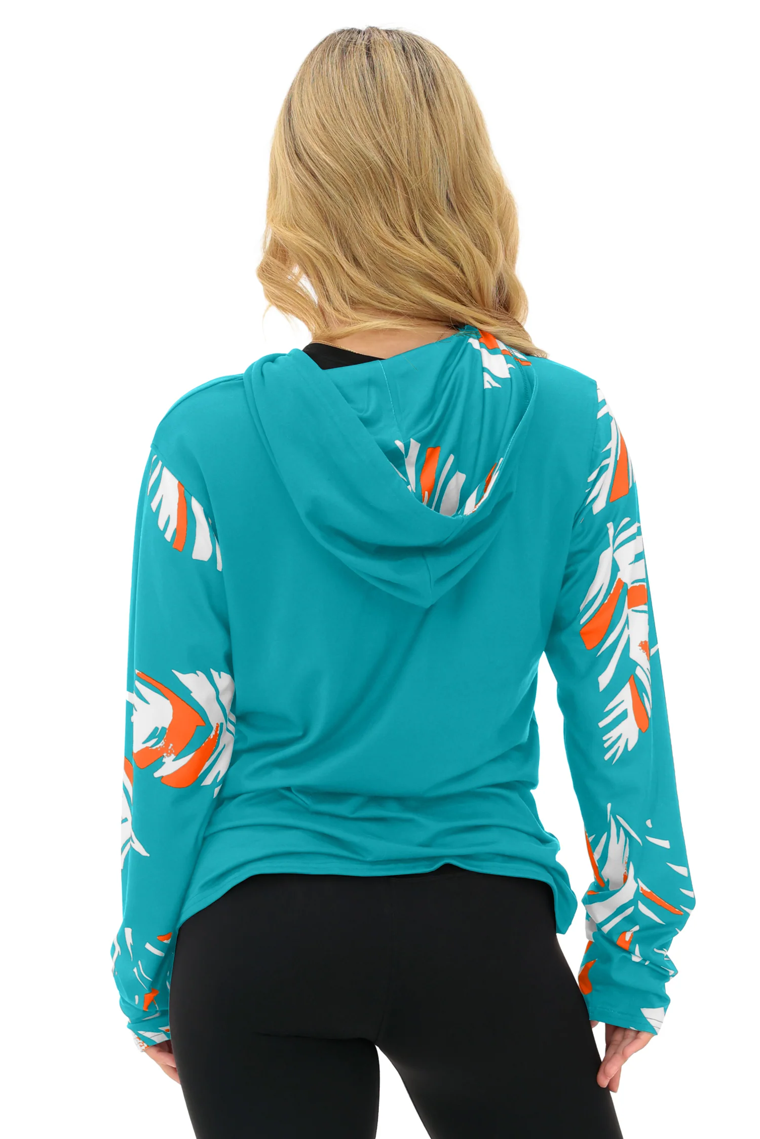 Zubaz NFL WOMEN Casual Script Leaf Accent Lightweight Hoodie, MIAMI DOLPHINS - Image 17