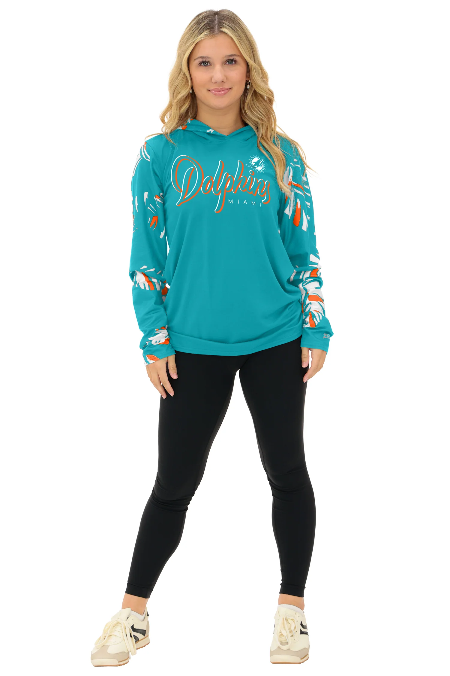 Zubaz NFL WOMEN Casual Script Leaf Accent Lightweight Hoodie, MIAMI DOLPHINS - Image 39
