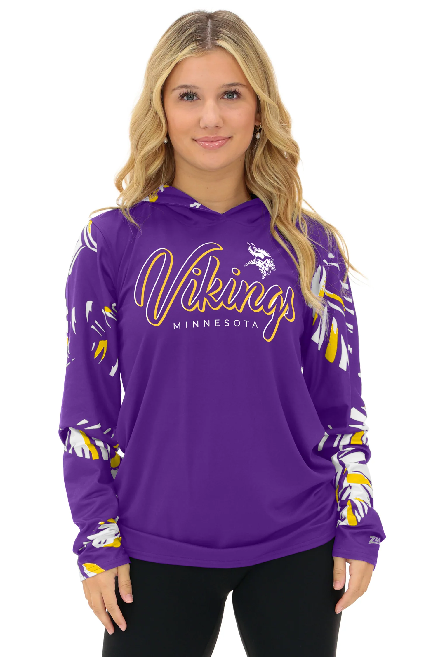 Zubaz NFL WOMEN Casual Script Leaf Accent Lightweight Hoodie, MINNESOTA VIKINGS - Image 32