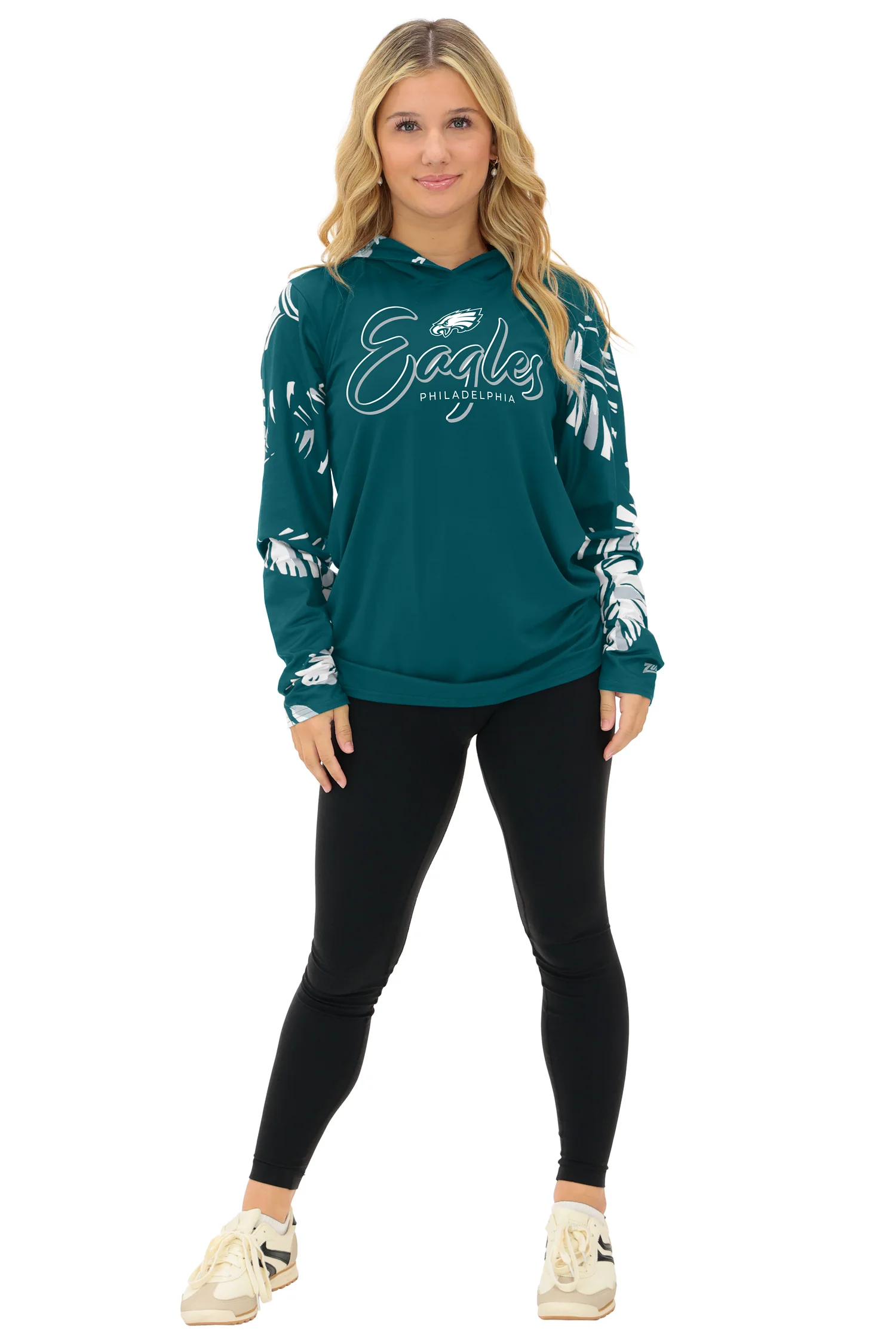 Zubaz NFL WOMEN Casual Script Leaf Accent Lightweight Hoodie, PHILADELPHIA EAGLES - Image 9