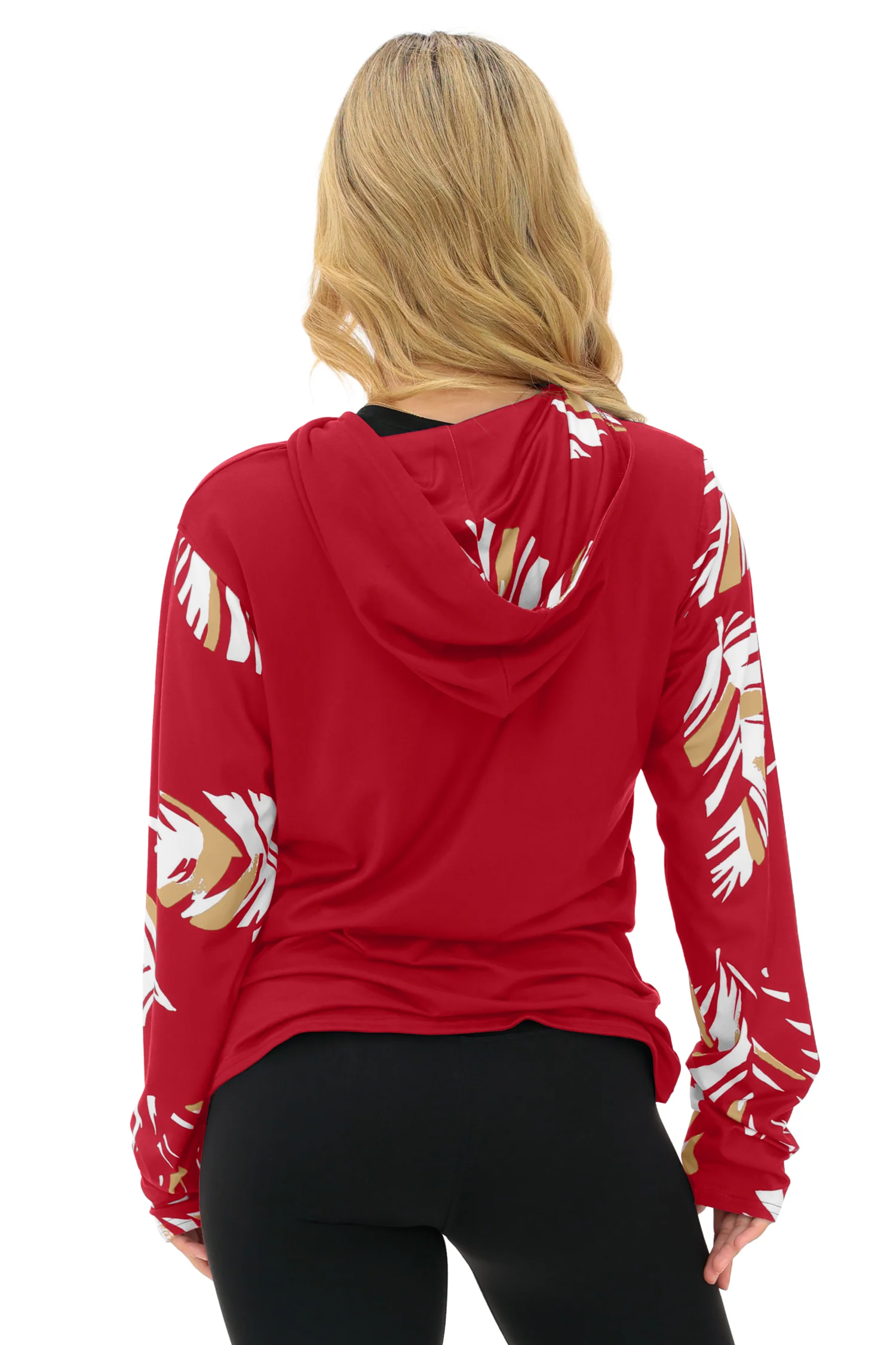 Zubaz NFL WOMEN Casual Script Leaf Accent Lightweight Hoodie, SAN FRANCISCO 49ERS - Image 5