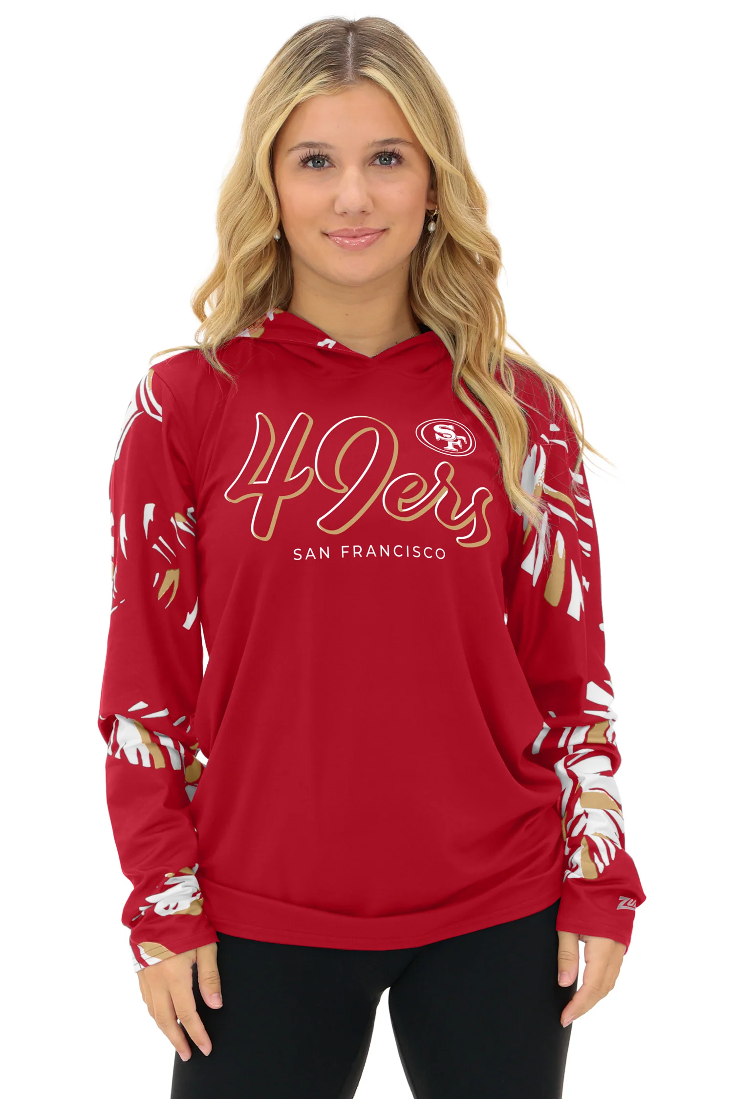 Zubaz NFL WOMEN Casual Script Leaf Accent Lightweight Hoodie, SAN FRANCISCO 49ERS - Image 8