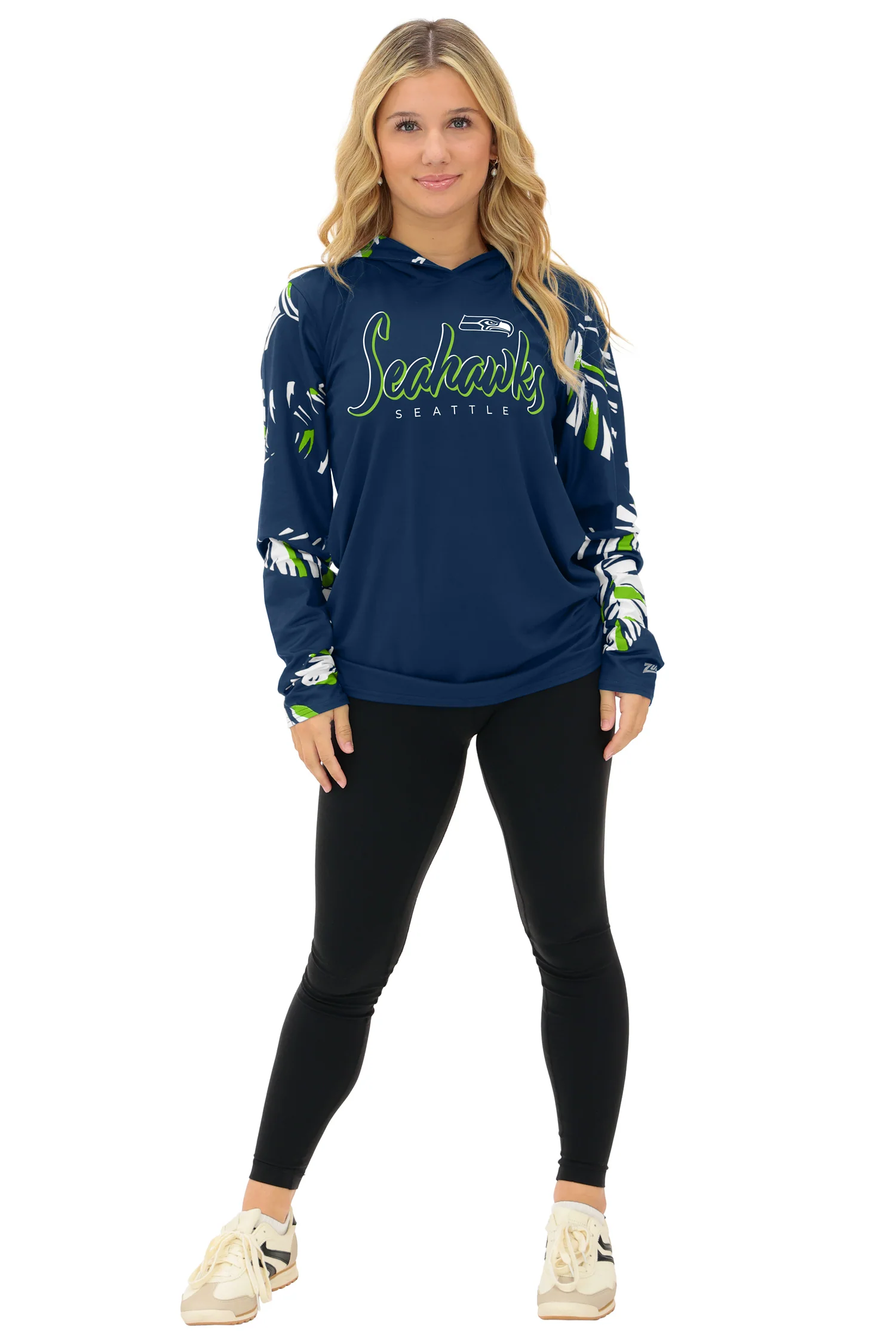 Zubaz NFL WOMEN Casual Script Leaf Accent Lightweight Hoodie, SEATTLE SEAHAWKS - Image 15