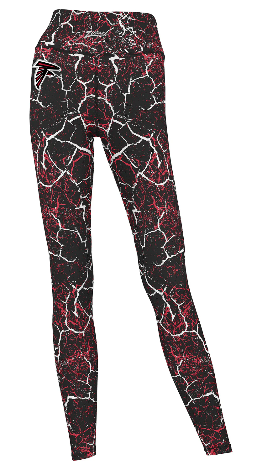 Zubaz NFL Women's 2 Pack Zebra 2 Color And Marble Leggings with Pimary Logo, Atlanta Falcons - Image 2