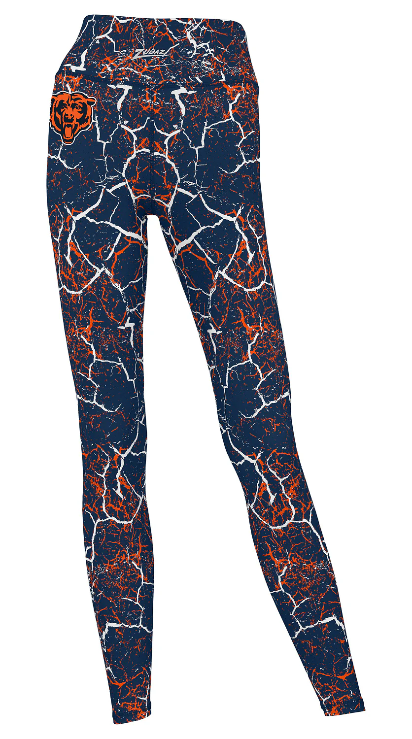 Zubaz NFL Women's 2 Pack Zebra 2 Color And Marble Leggings with Pimary Logo, Chicago Bears - Image 2