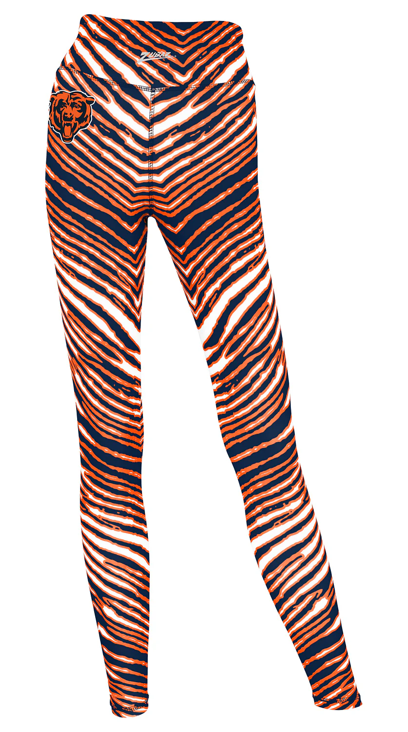 Zubaz NFL Women's 2 Pack Zebra 2 Color And Marble Leggings with Pimary Logo, Chicago Bears - Image 5