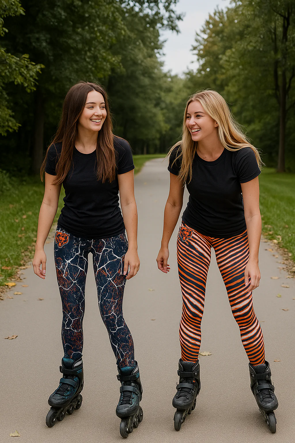 Zubaz NFL Women's 2 Pack Zebra 2 Color And Marble Leggings with Pimary Logo, Chicago Bears - Image 8