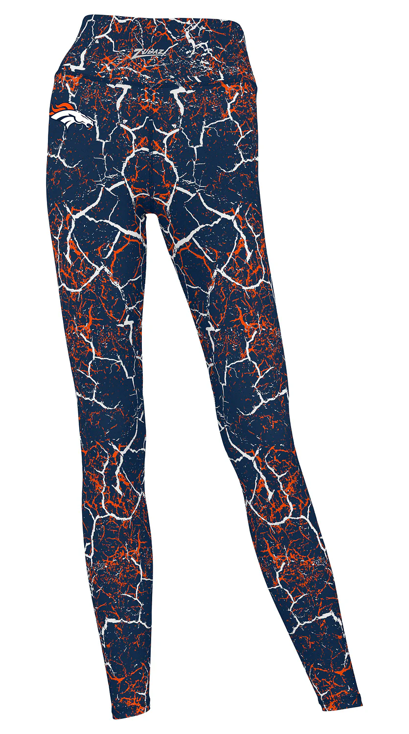Zubaz NFL Women's 2 Pack Zebra 2 Color And Marble Leggings with Pimary Logo, Denver Broncos - Image 2