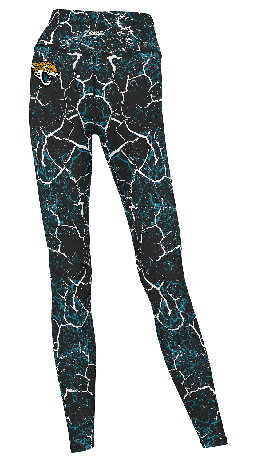 Zubaz NFL Women's 2 Pack Zebra 2 Color And Marble Leggings with Pimary Logo, Jacksonville Jaguars - Image 2