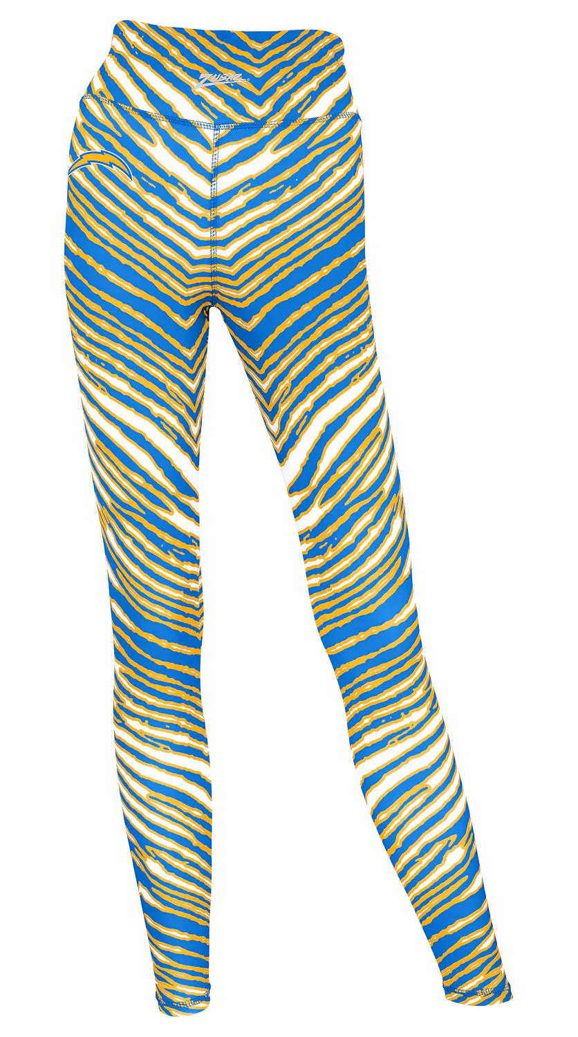 Zubaz NFL Women's 2 Pack Zebra 2 Color And Marble Leggings with Pimary Logo, Los Angeles Chargers - Image 5