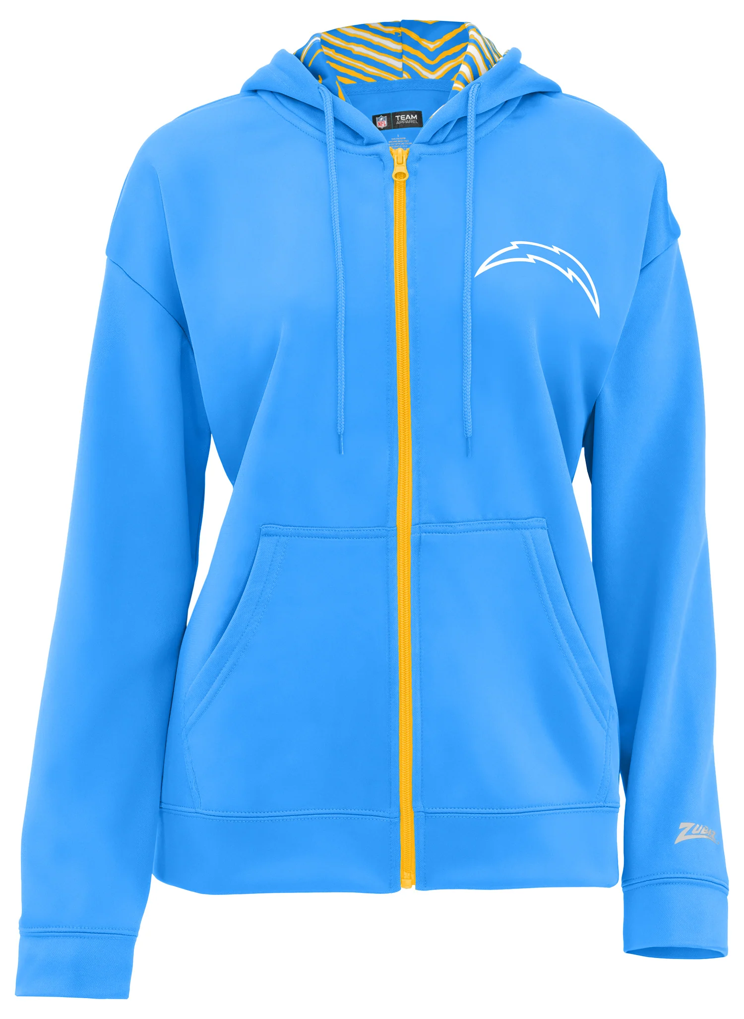 Zubaz NFL Women's 3 Color Zebra Liner Full Zip Hoodie, LOS ANGELES CHARGERS - Image 5