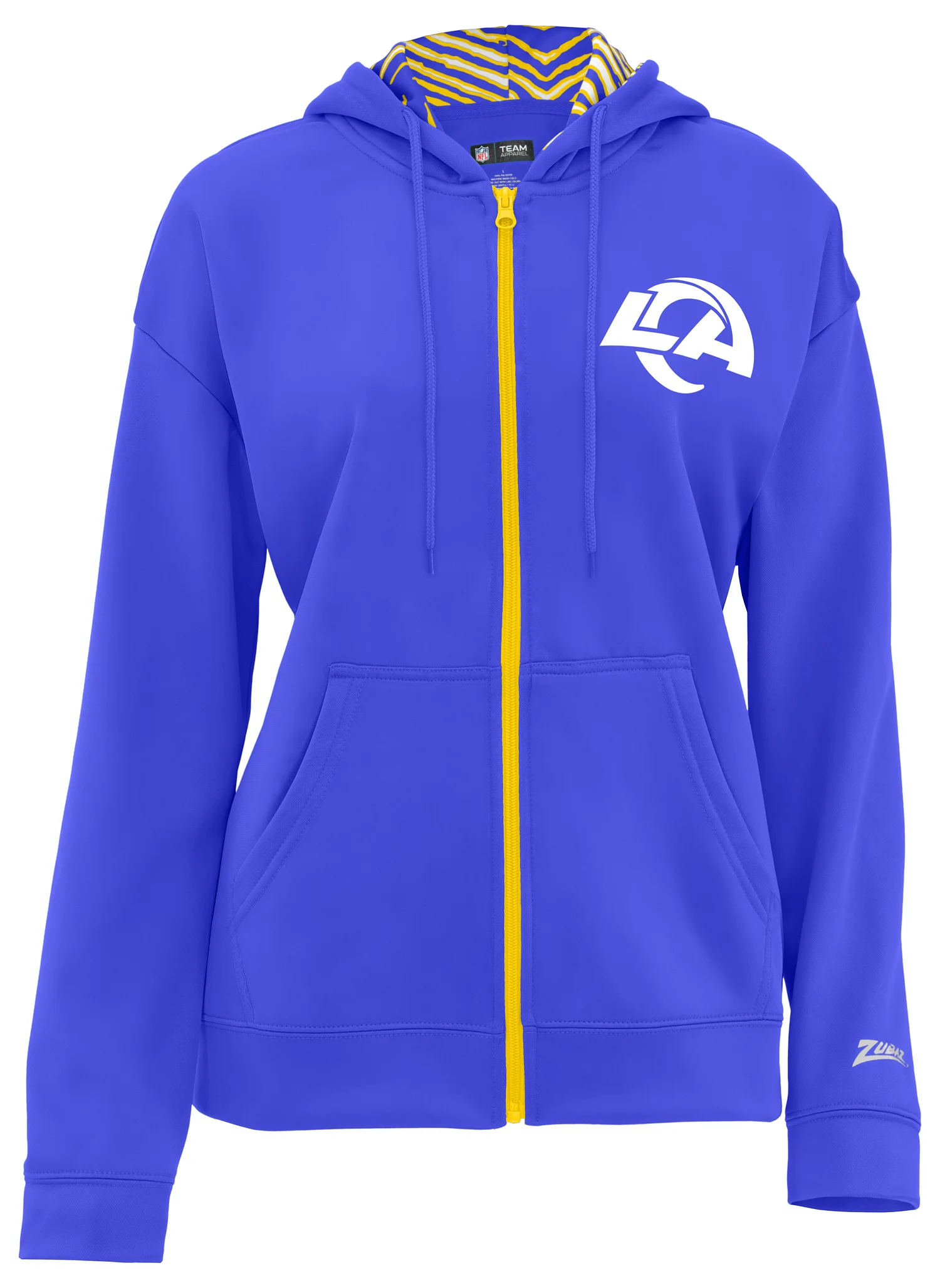 Zubaz NFL Women's 3 Color Zebra Liner Full Zip Hoodie, LOS ANGELES RAMS - Image 4