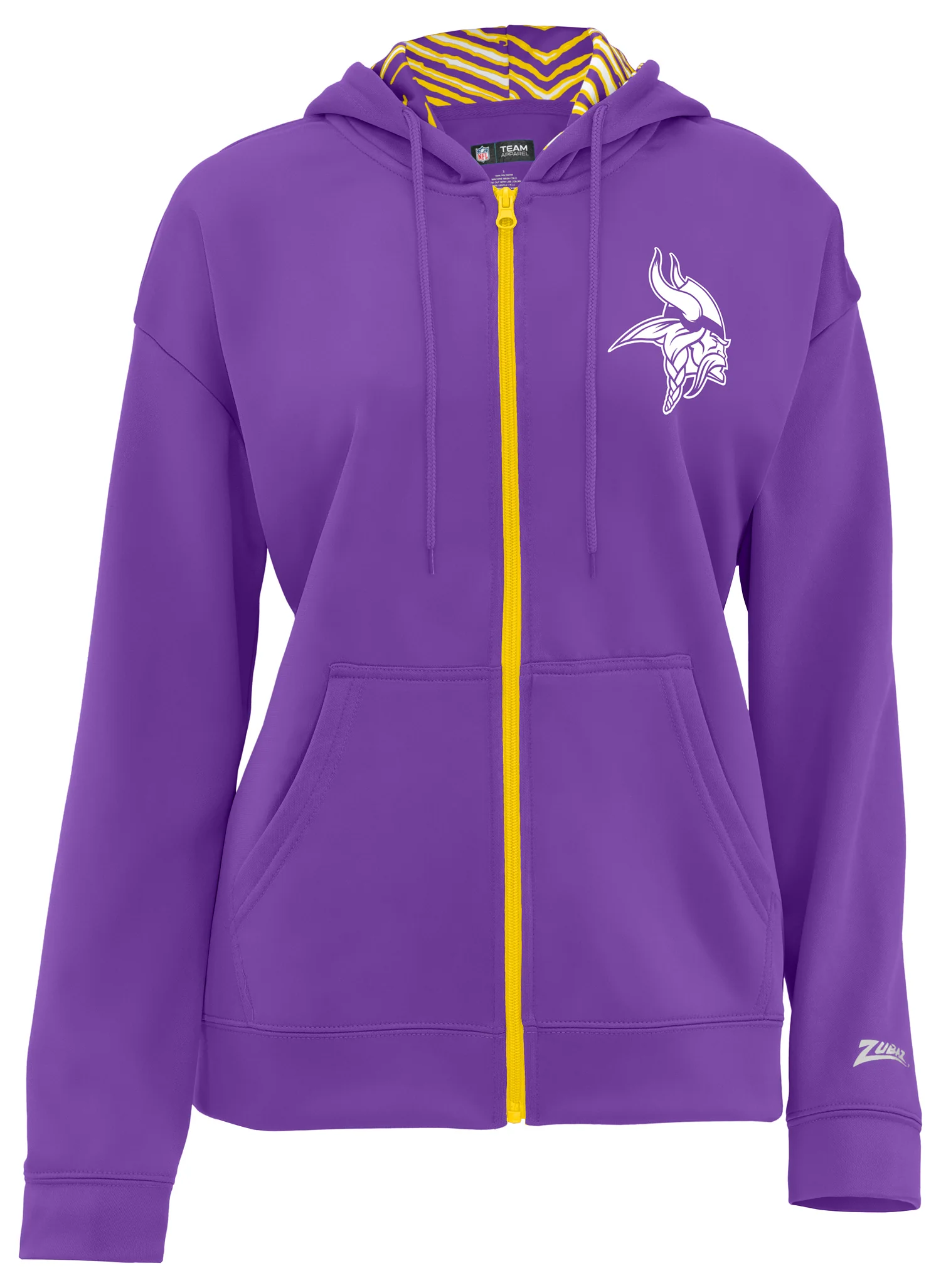 Zubaz NFL Women's 3 Color Zebra Liner Full Zip Hoodie, MINNESOTA VIKINGS - Image 2