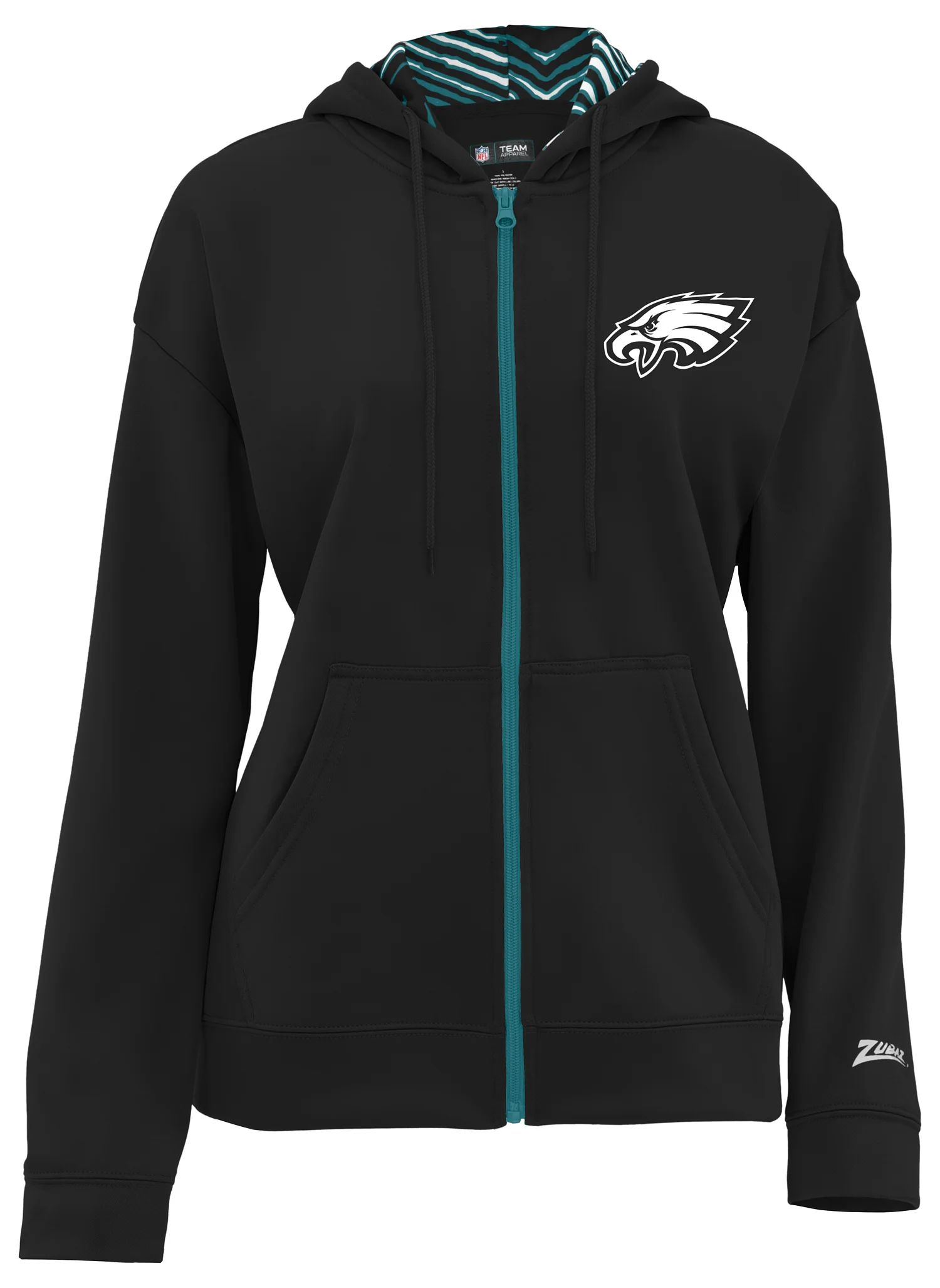 Zubaz NFL Women's 3 Color Zebra Liner Full Zip Hoodie, PHILADELPHIA EAGLES - Image 15