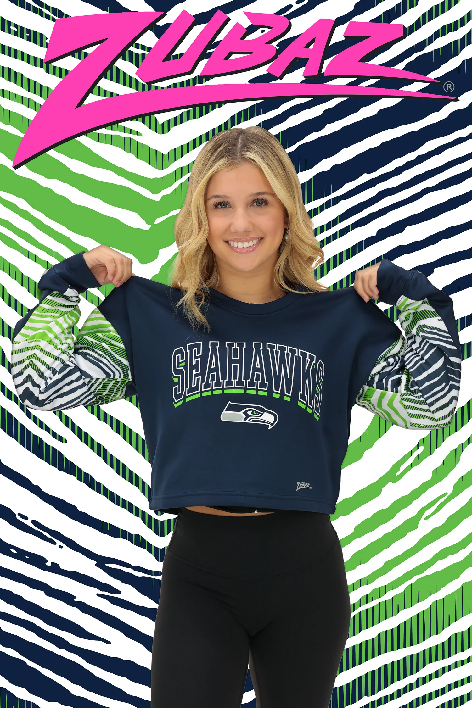 Zubaz NFL Women's Classic Arch Crop Top with Zebra Ombre Sleeves, SAN FRANCISCO 49ERS - Image 32