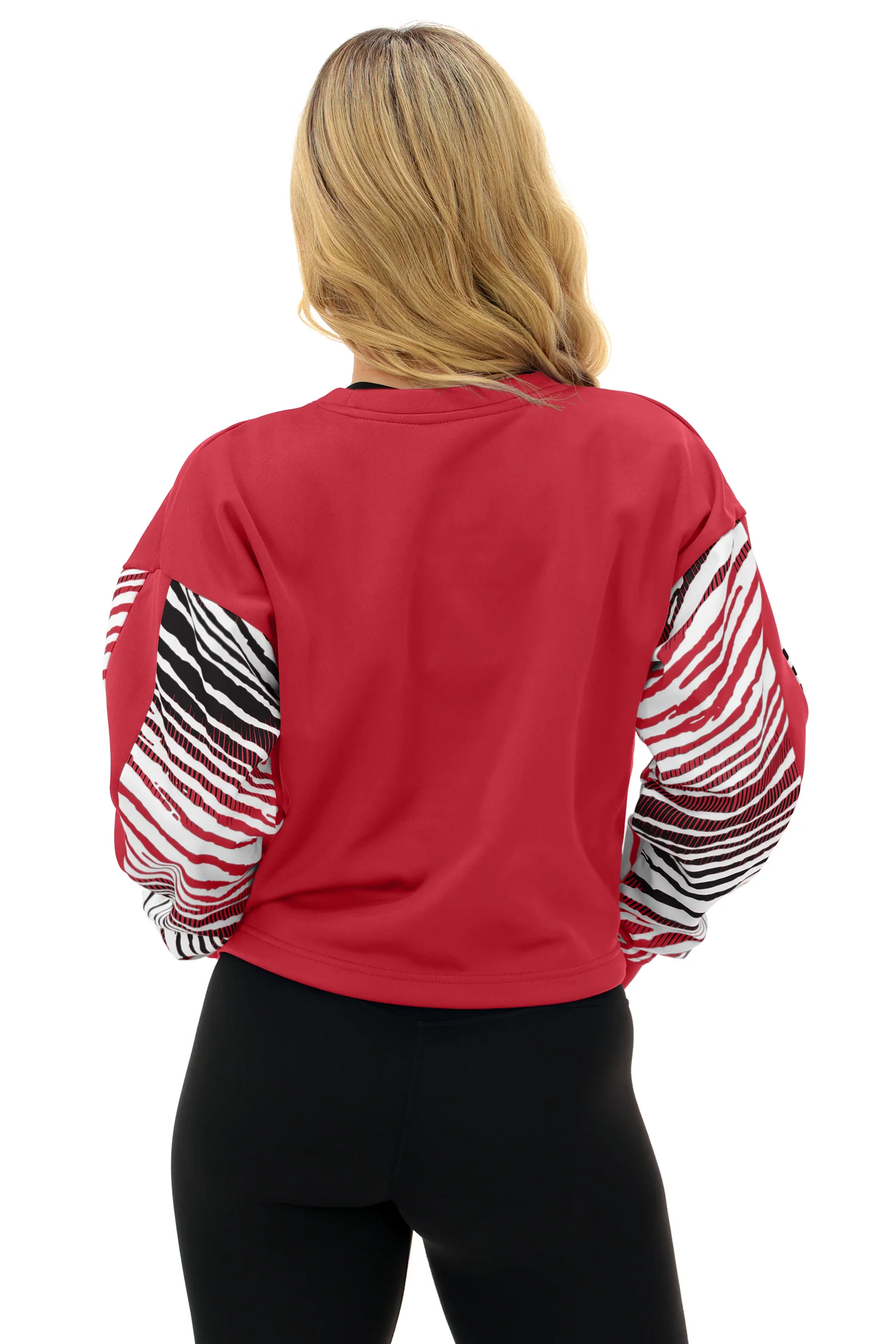Zubaz NFL Women's Classic Arch Crop Top with Zebra Ombre Sleeves, TAMPA BAY BUCCANEERS - Image 18