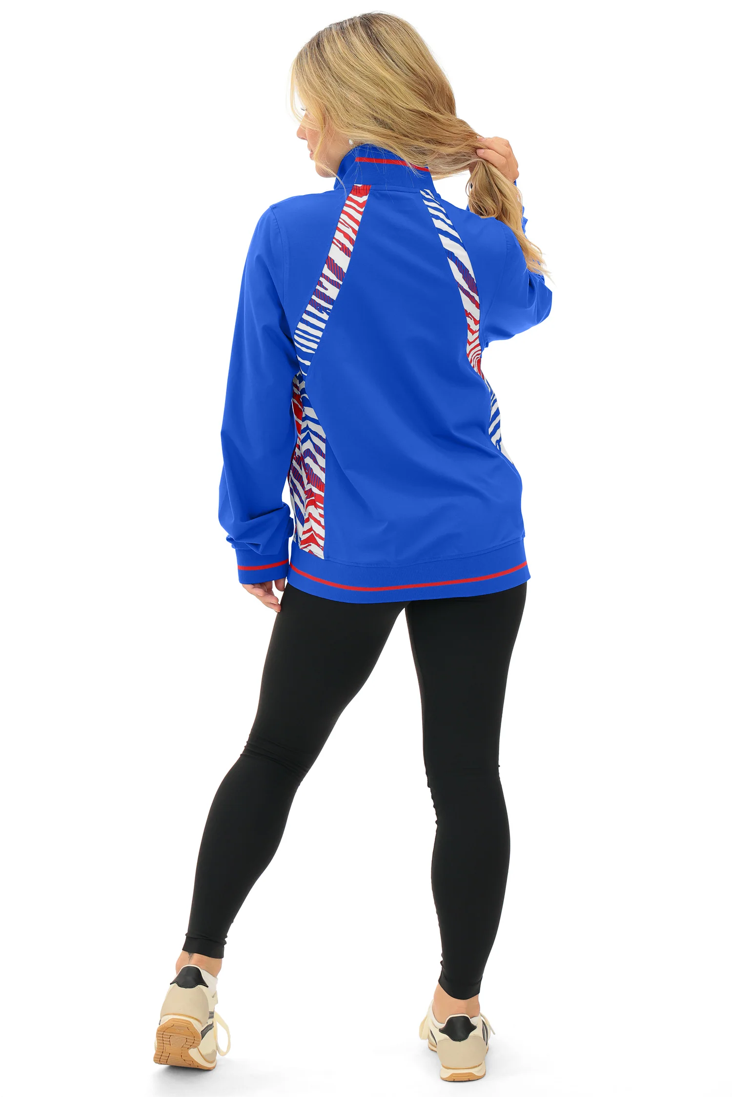 Zubaz NFL Women's Elevated Zebra Ombre Mock Track Full Zip Top, BUFFALO BILLS - Image 21