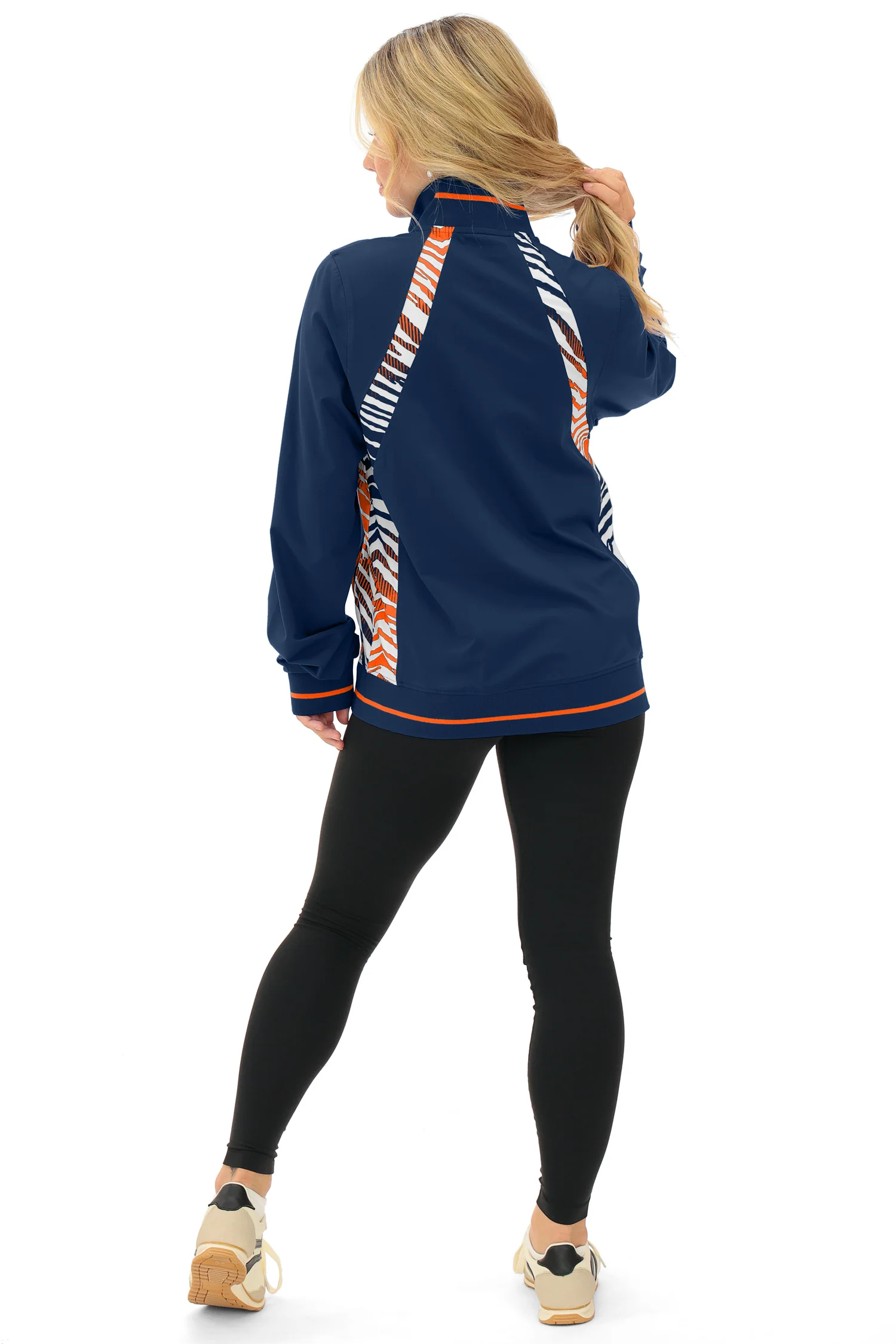 Zubaz NFL Women's Elevated Zebra Ombre Mock Track Full Zip Top, CHICAGO BEARS - Image 12