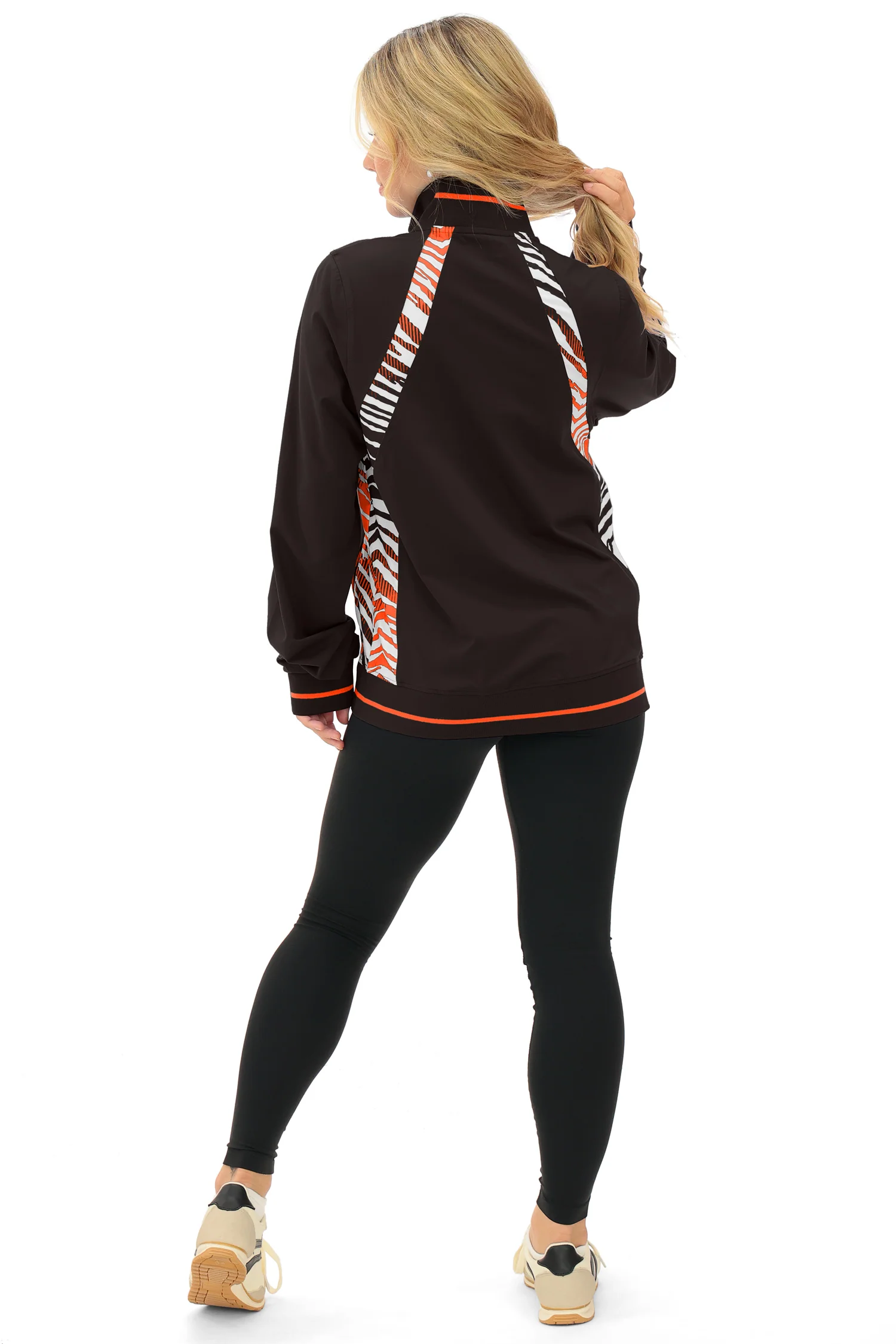 Zubaz NFL Women's Elevated Zebra Ombre Mock Track Full Zip Top, CLEVELAND BROWNS - Image 18