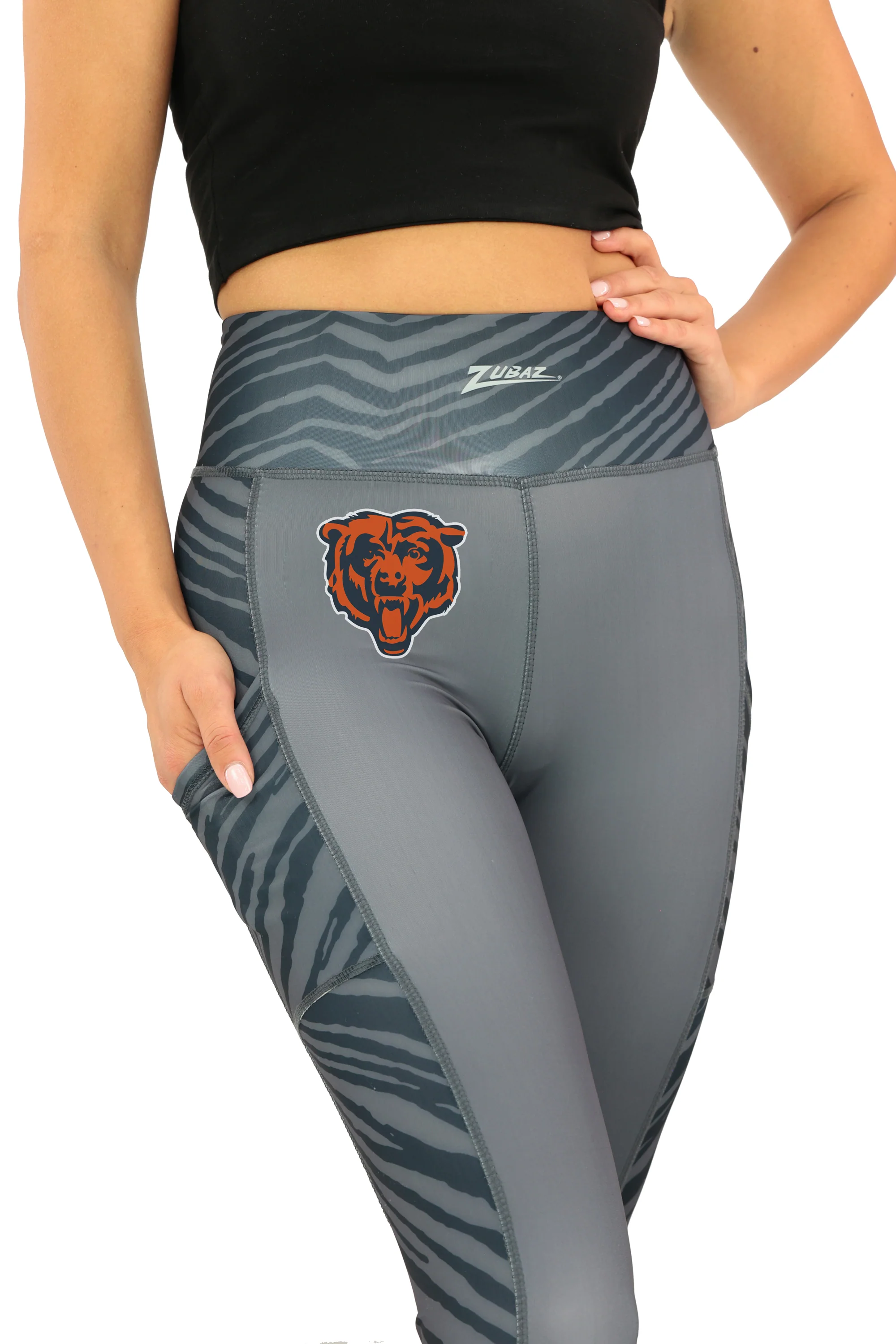 Zubaz NFL Women's Elevated Zebra Tonal Leggings, Chicago Bears - Image 6
