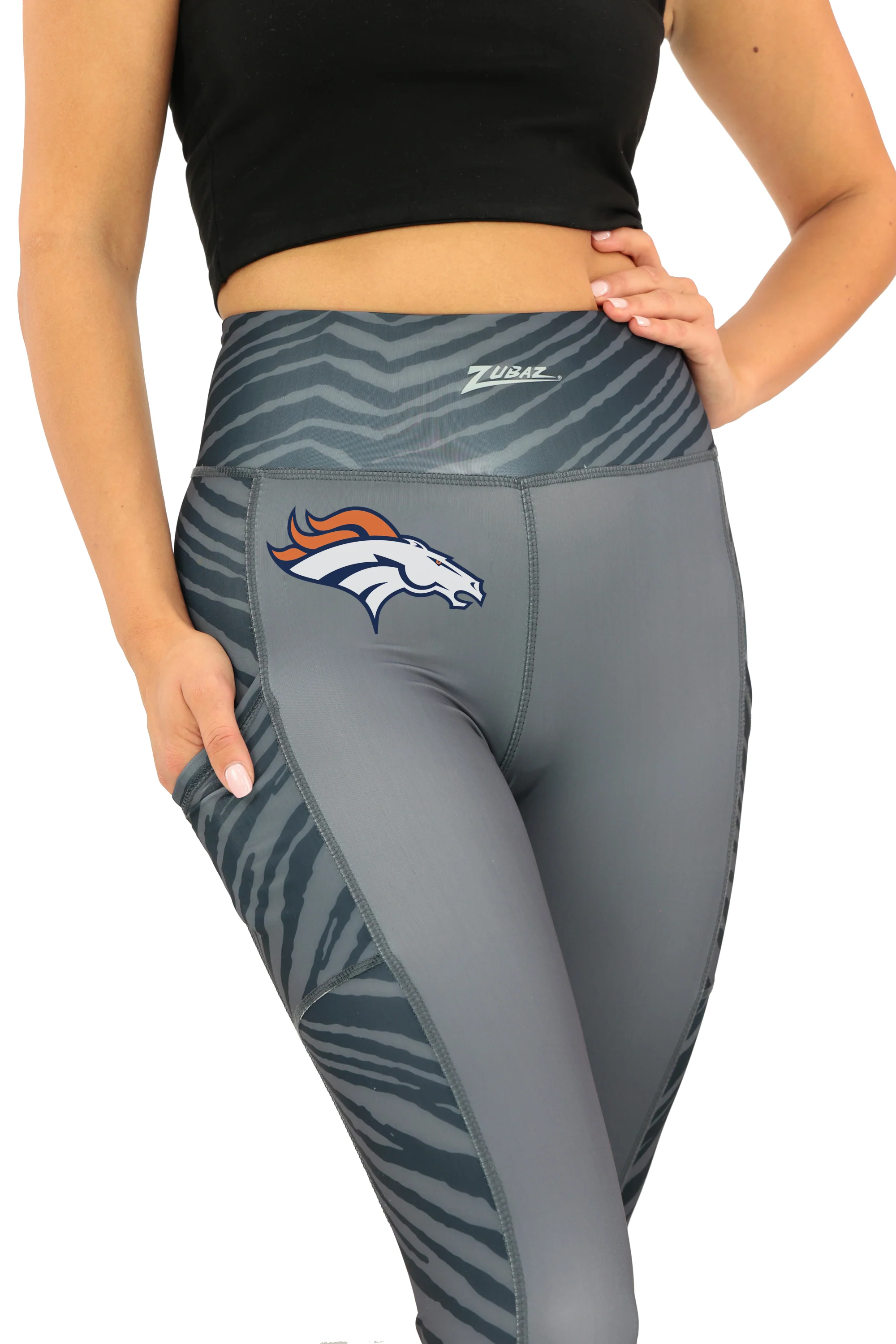 Zubaz NFL Women's Elevated Zebra Tonal Leggings, Denver Broncos - Image 26