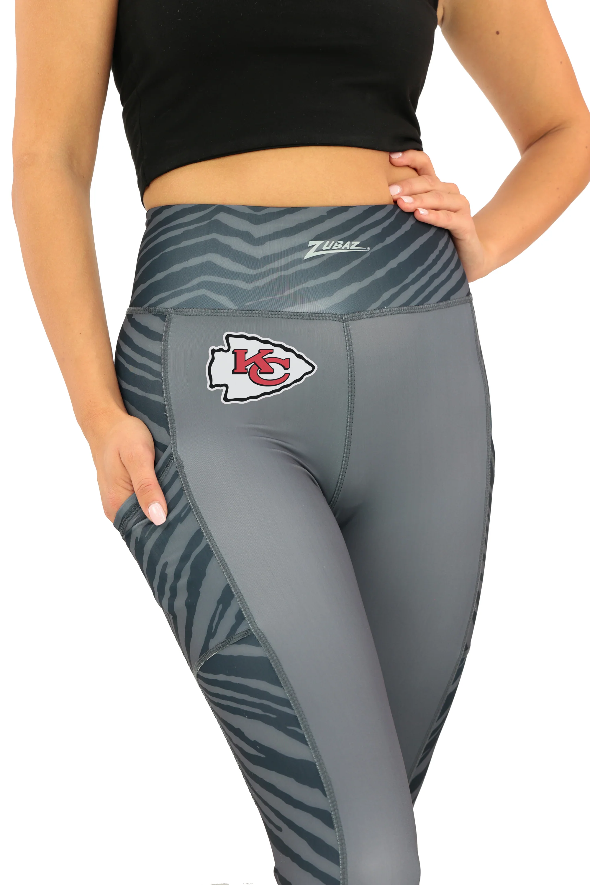 Zubaz NFL Women's Elevated Zebra Tonal Leggings, Kansas City Chiefs - Image 47