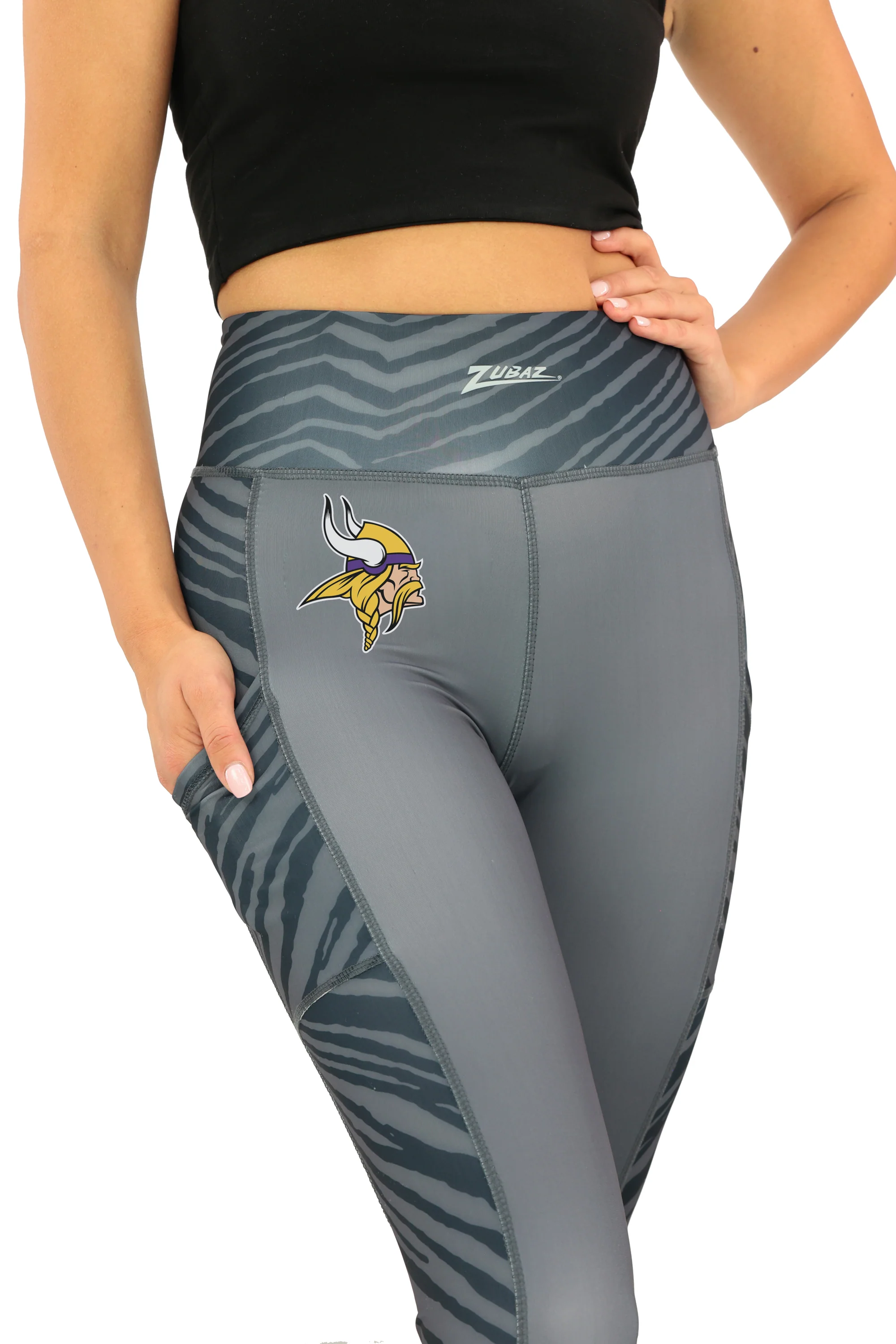 Zubaz NFL Women's Elevated Zebra Tonal Leggings, Minnesota Vikings - Image 12
