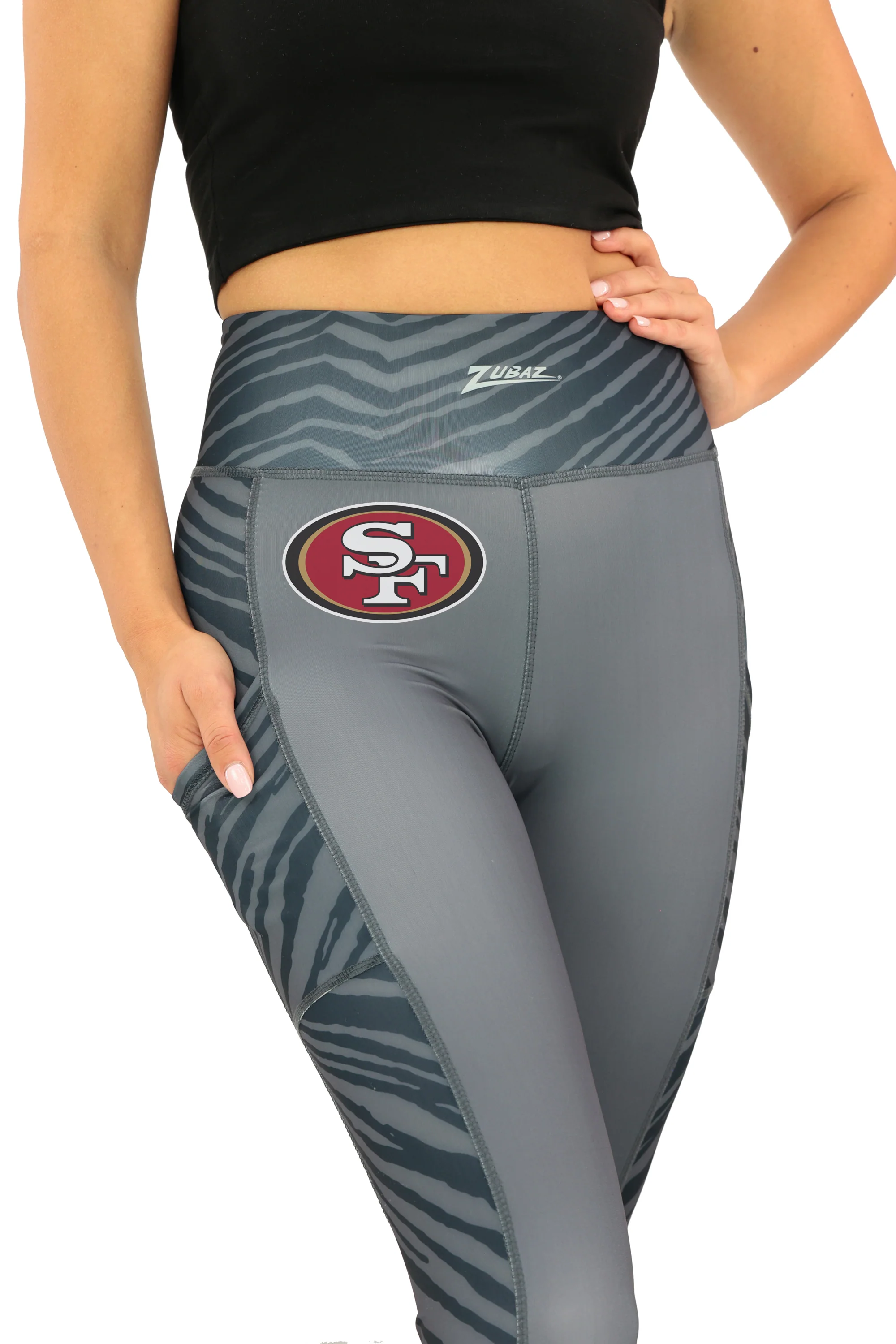 Zubaz NFL Women's Elevated Zebra Tonal Leggings, San Francisco 49ers - Image 33