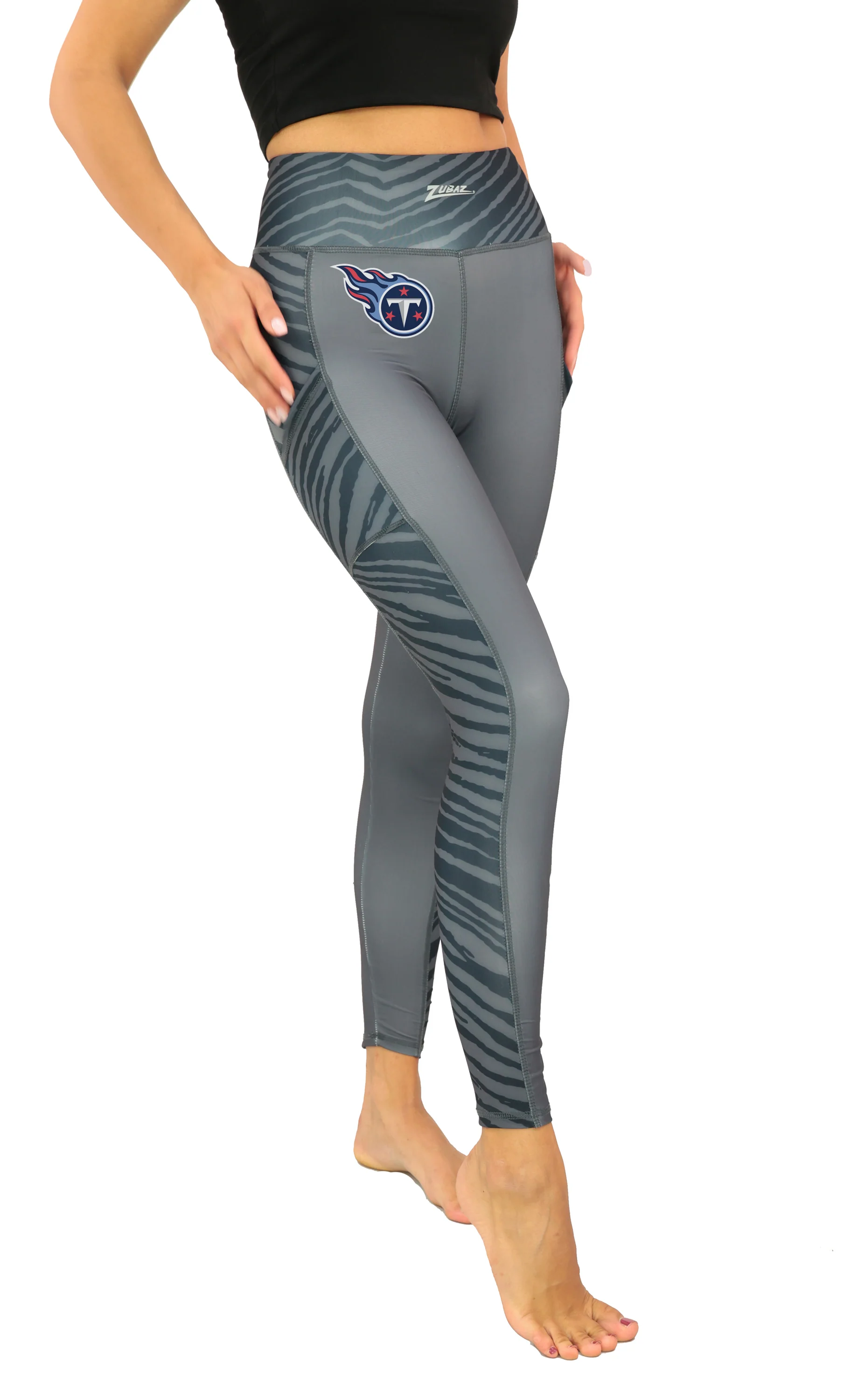 Zubaz NFL Women's Elevated Zebra Tonal Leggings, Tennessee Titans - Image 18