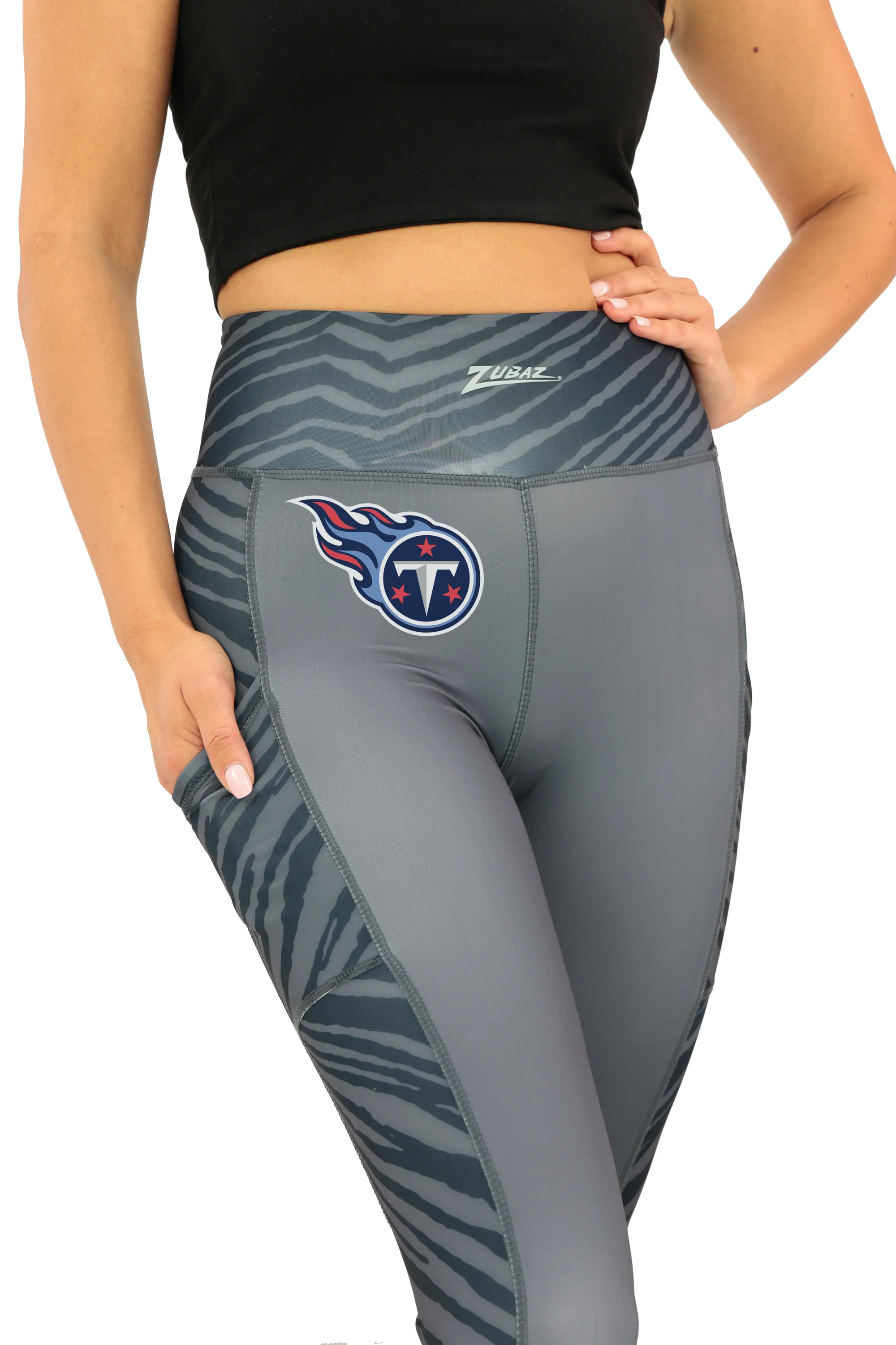 Zubaz NFL Women's Elevated Zebra Tonal Leggings, Tennessee Titans - Image 40