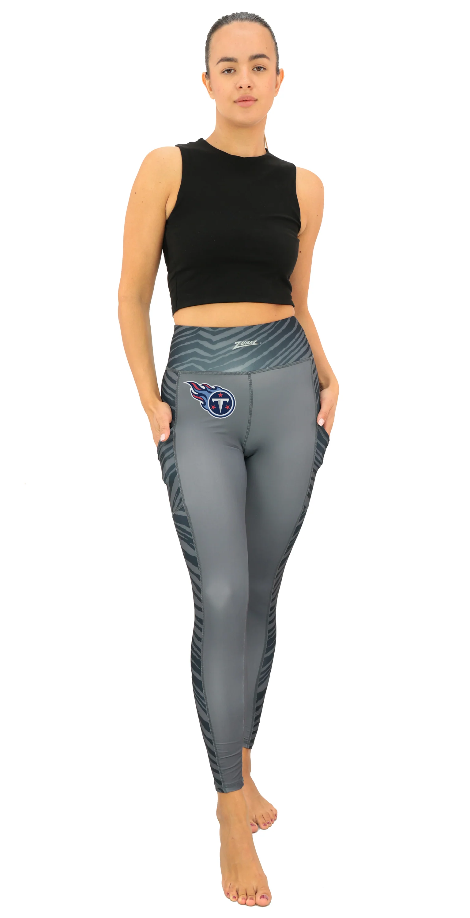 Zubaz NFL Women's Elevated Zebra Tonal Leggings, Tennessee Titans - Image 8