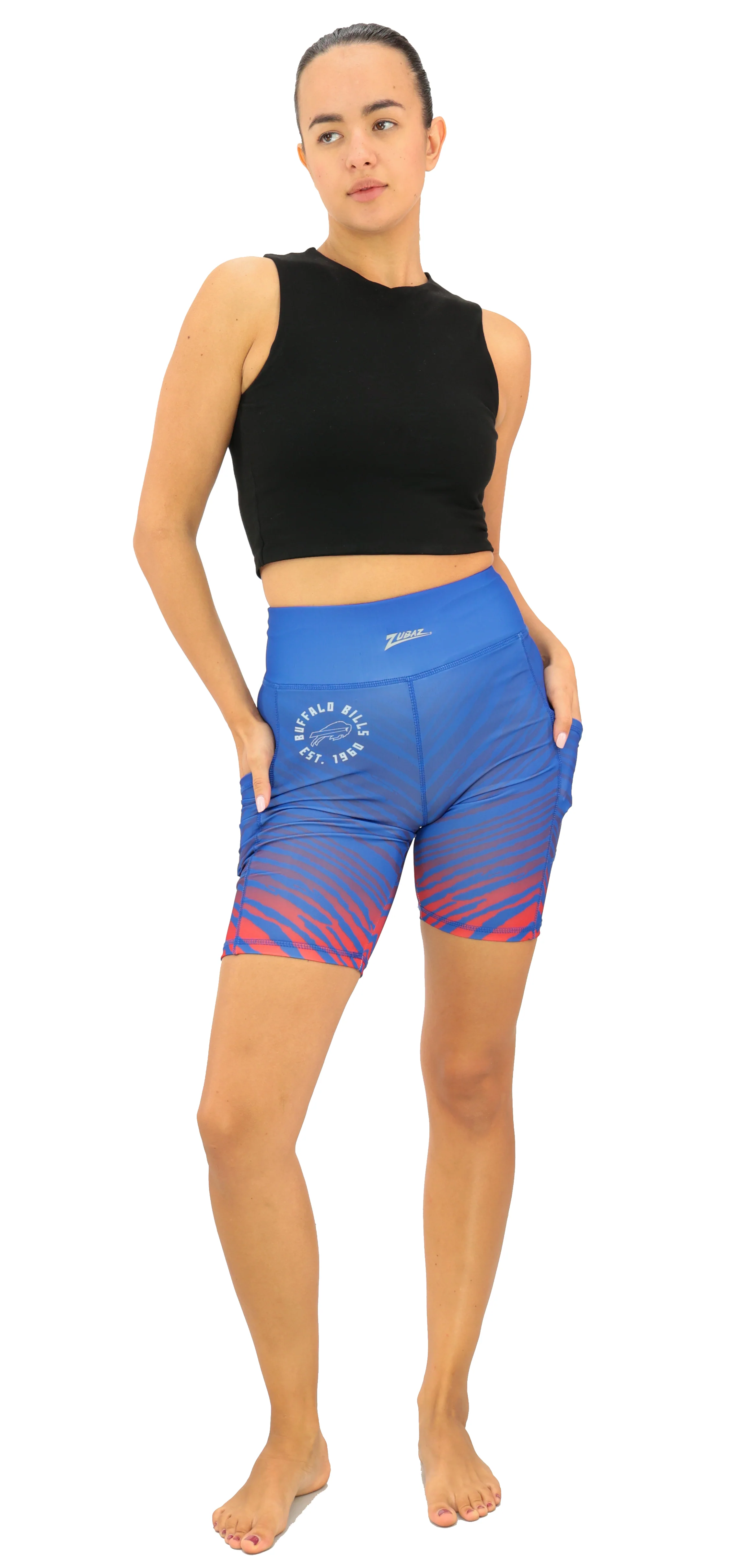 Zubaz NFL Women's Fade Biker Shorts, Buffalo Bills - Image 3