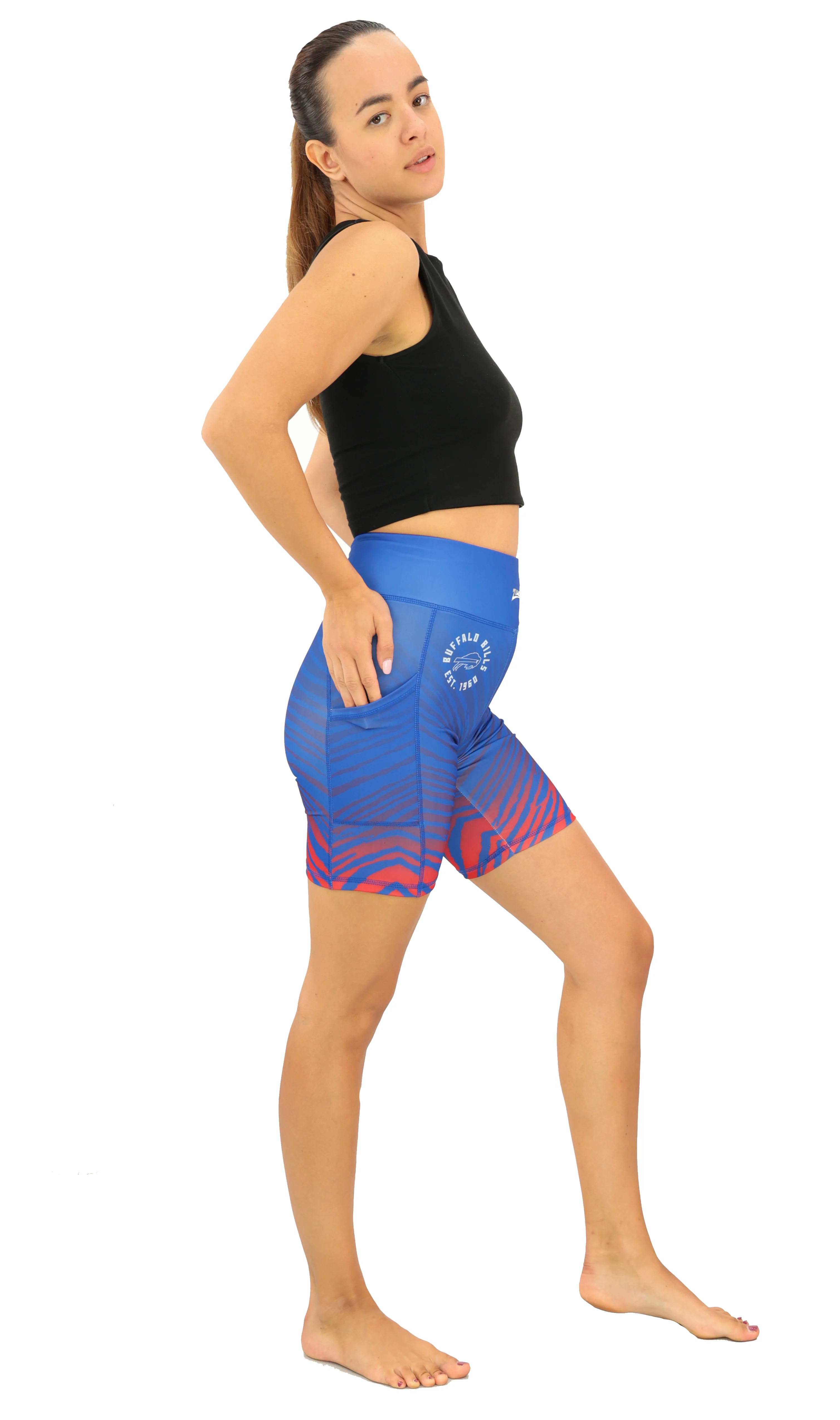 Zubaz NFL Women's Fade Biker Shorts, Buffalo Bills - Image 5