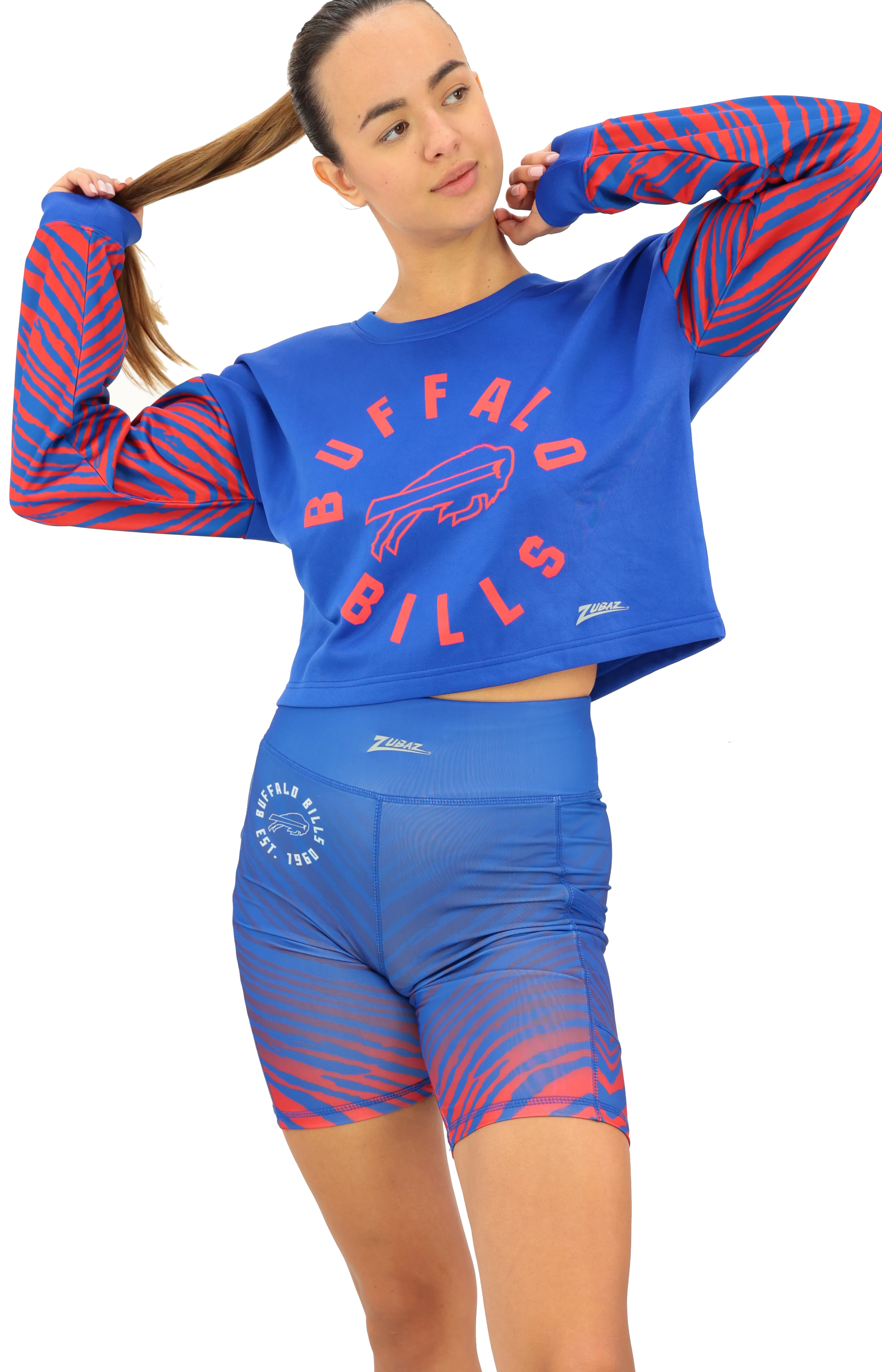 Zubaz NFL Women's Fade Biker Shorts, Buffalo Bills - Image 6