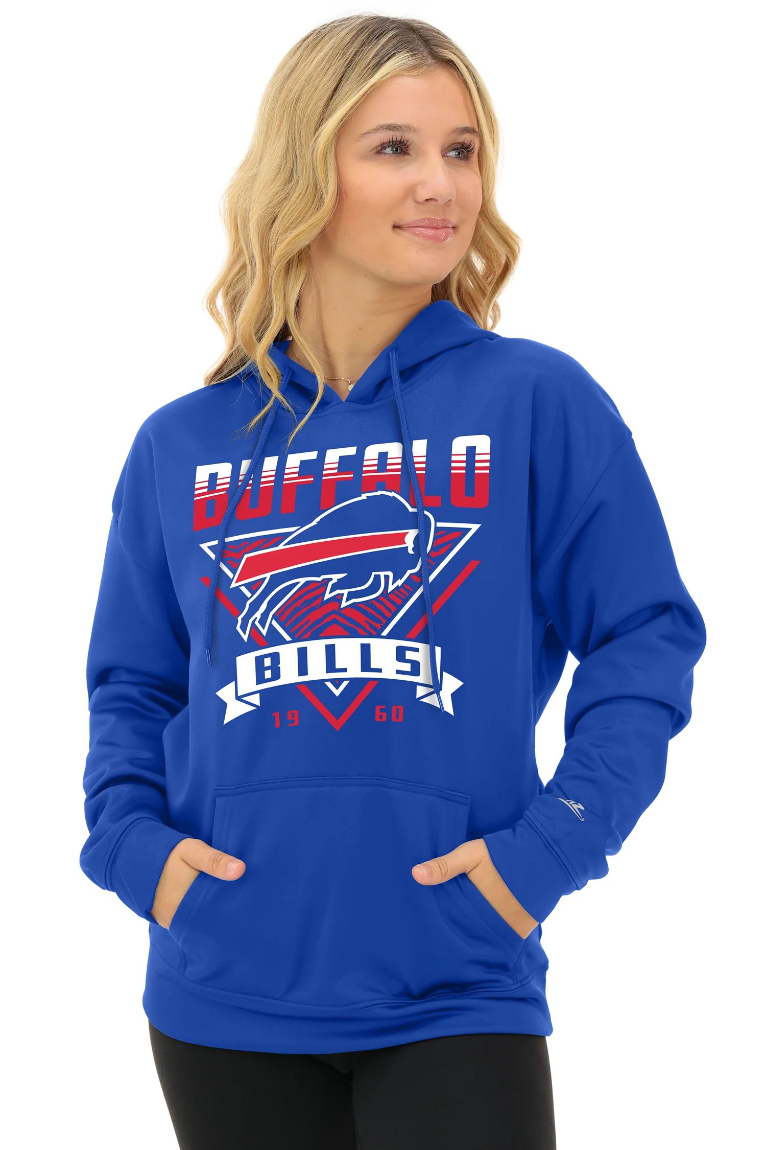Zubaz NFL Women's Free Play 2 Color Zebra Liner Hoodie, BUFFALO BILLS - Image 2