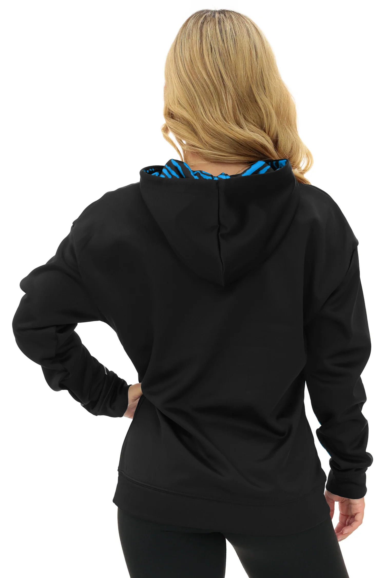 Zubaz NFL Women's Free Play 2 Color Zebra Liner Hoodie, CAROLINA PANTHERS - Image 17