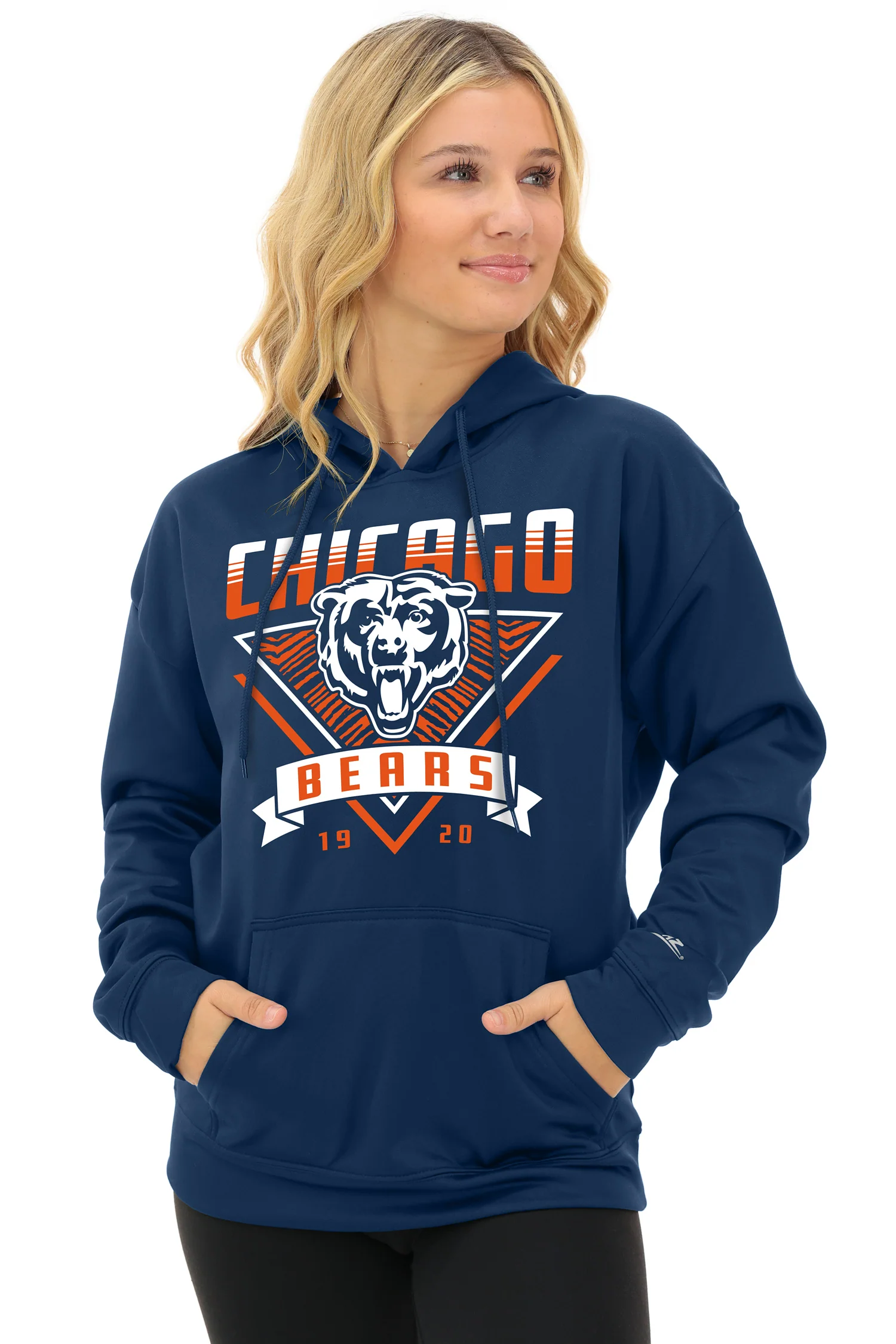 Zubaz NFL   Women's Free Play 2 Color Zebra Liner Hoodie, CHICAGO BEARS - Image 2