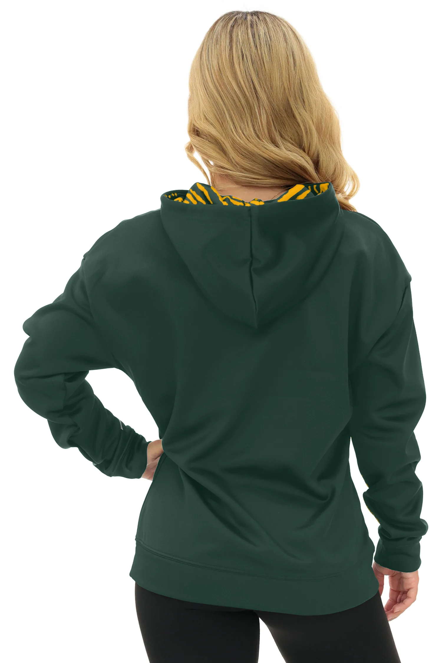 Zubaz NFL Women's Free Play 2 Color Zebra Liner Hoodie, GREEN BAY PACKERS - Image 14
