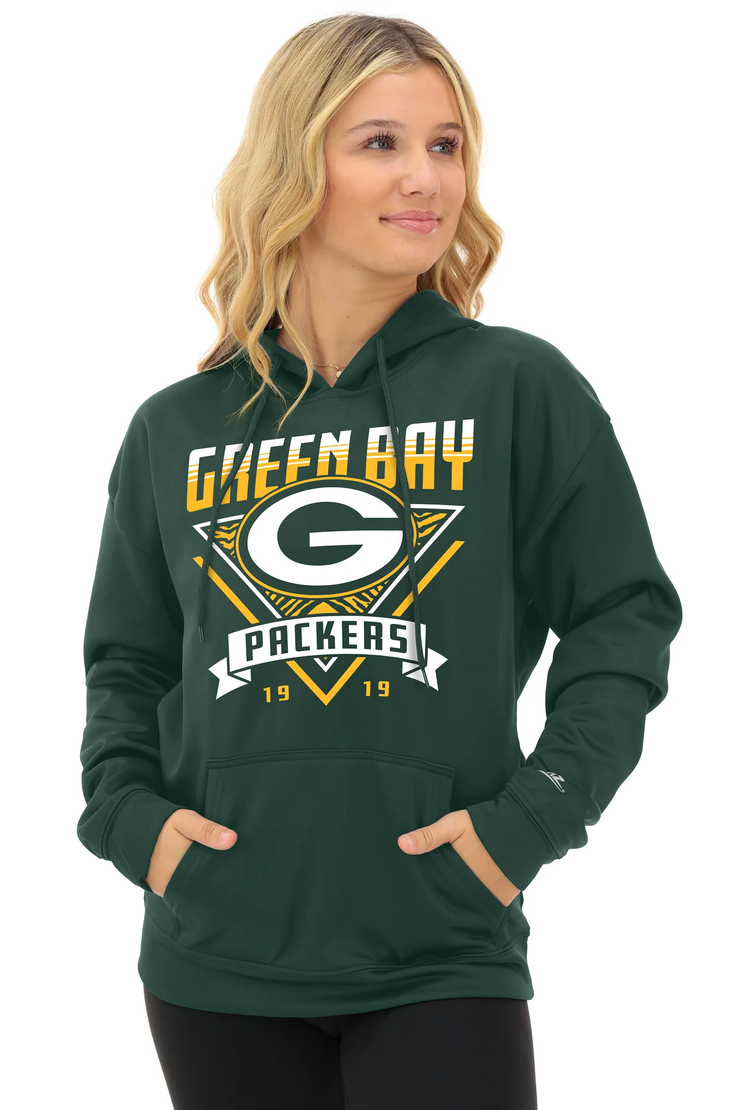 Zubaz NFL Women's Free Play 2 Color Zebra Liner Hoodie, GREEN BAY PACKERS - Image 19
