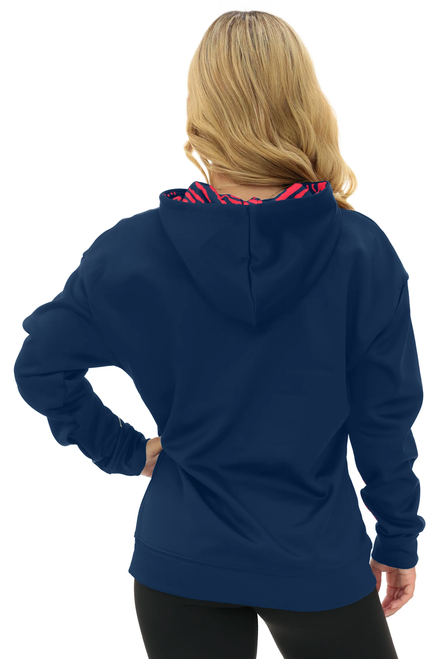 Zubaz NFL Women's Free Play 2 Color Zebra Liner Hoodie, HOUSTON TEXANS - Image 8