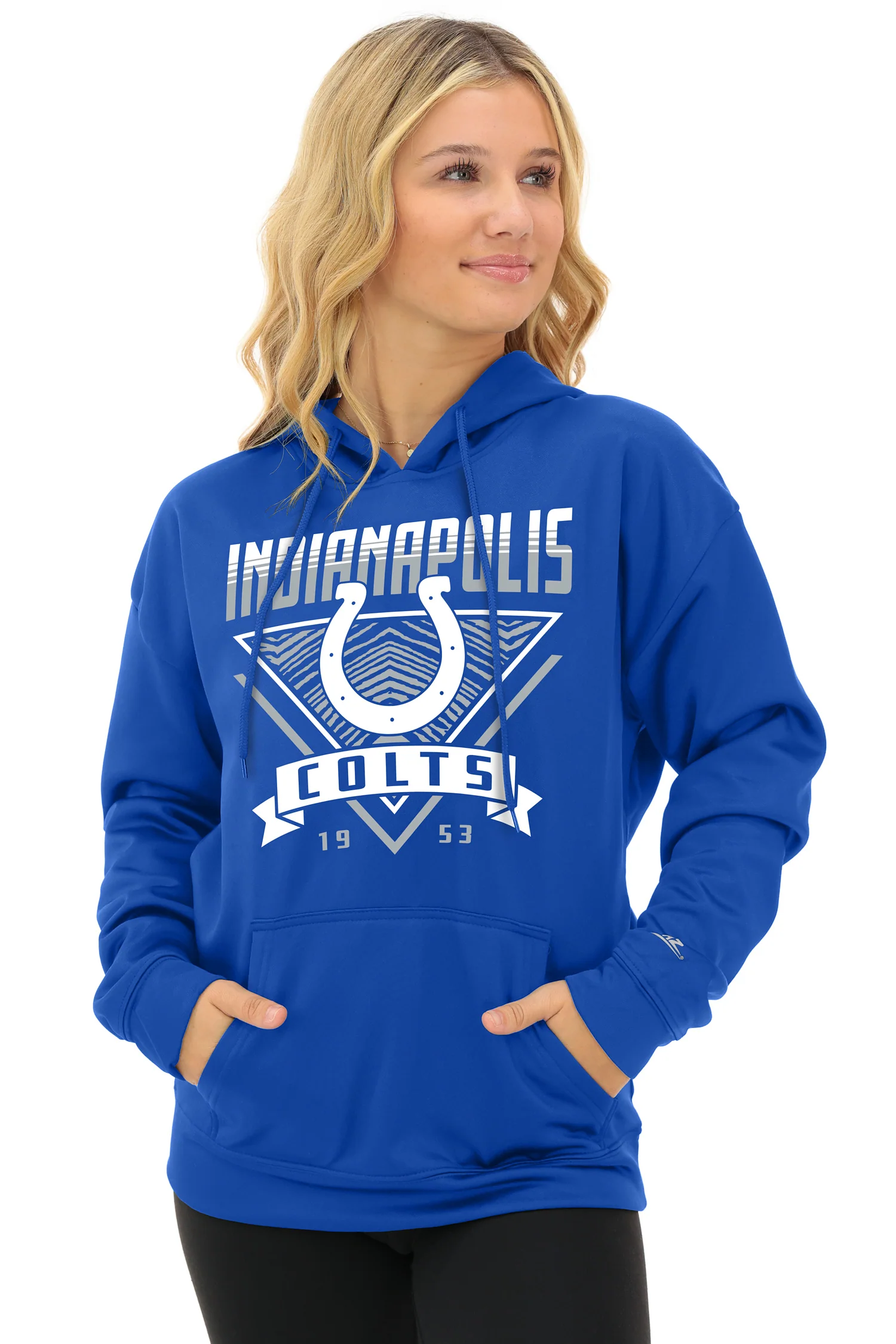 Zubaz NFL Women's Free Play 2 Color Zebra Liner Hoodie, INDIANAPOLIS COLTS - Image 22