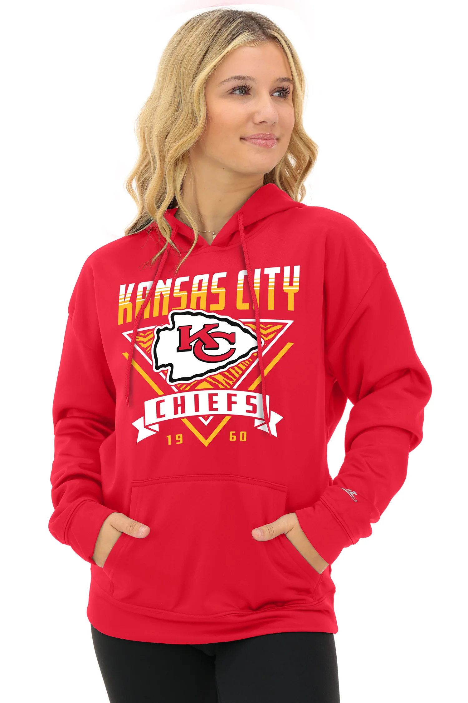 Zubaz NFL Women's Free Play 2 Color Zebra Liner Hoodie, KANSAS CITY CHIEFS - Image 22